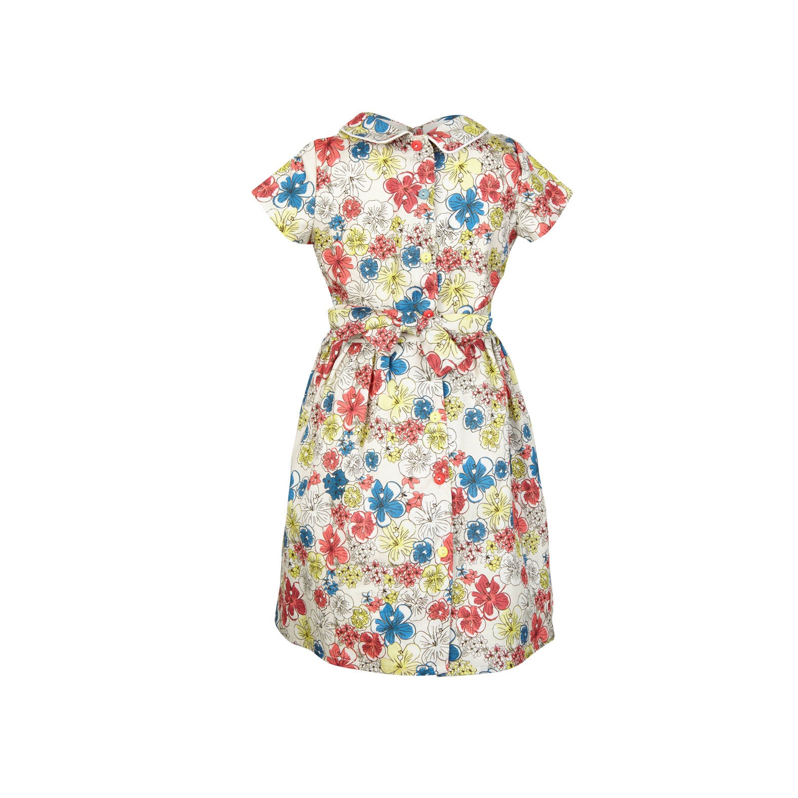 Penny - Ivory Hibiscus Heaven Print Floral Summer Party Dress for Girls