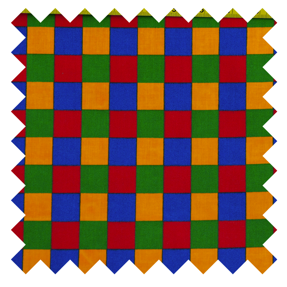 Remnant - 2.5m - Primary Check Print Fabric - Cotton