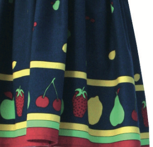 Navy Fruit - Double Border - Cotton - Fabric