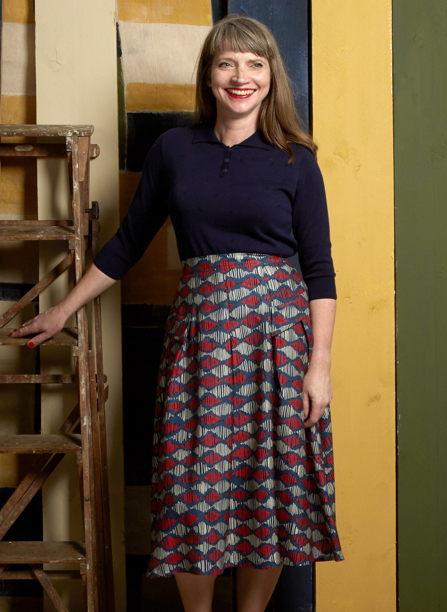 Aila Knitted Cotton Top - Navy