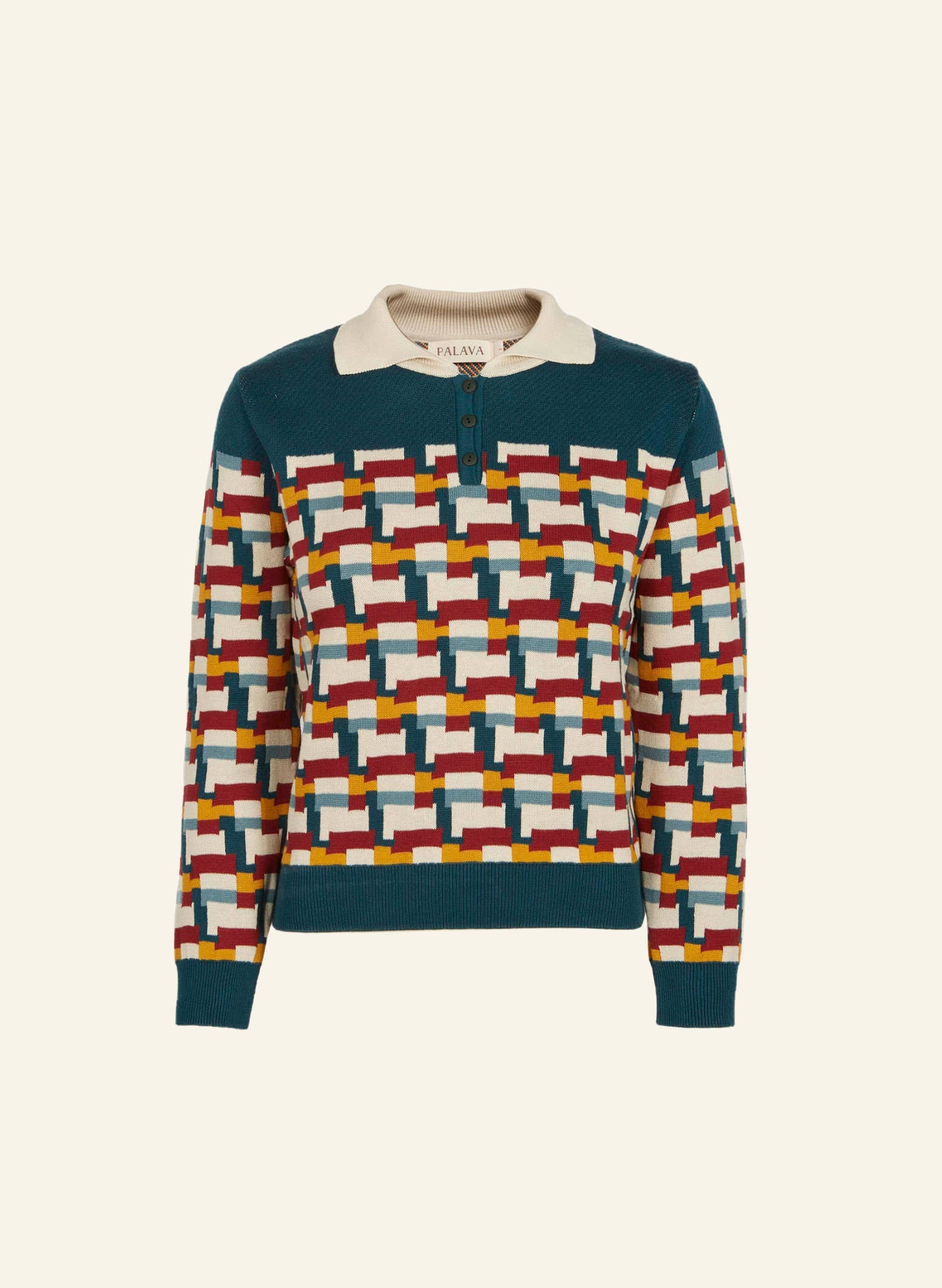 Archive Sale - Small - Aila - Teal Blocks Knitted Top