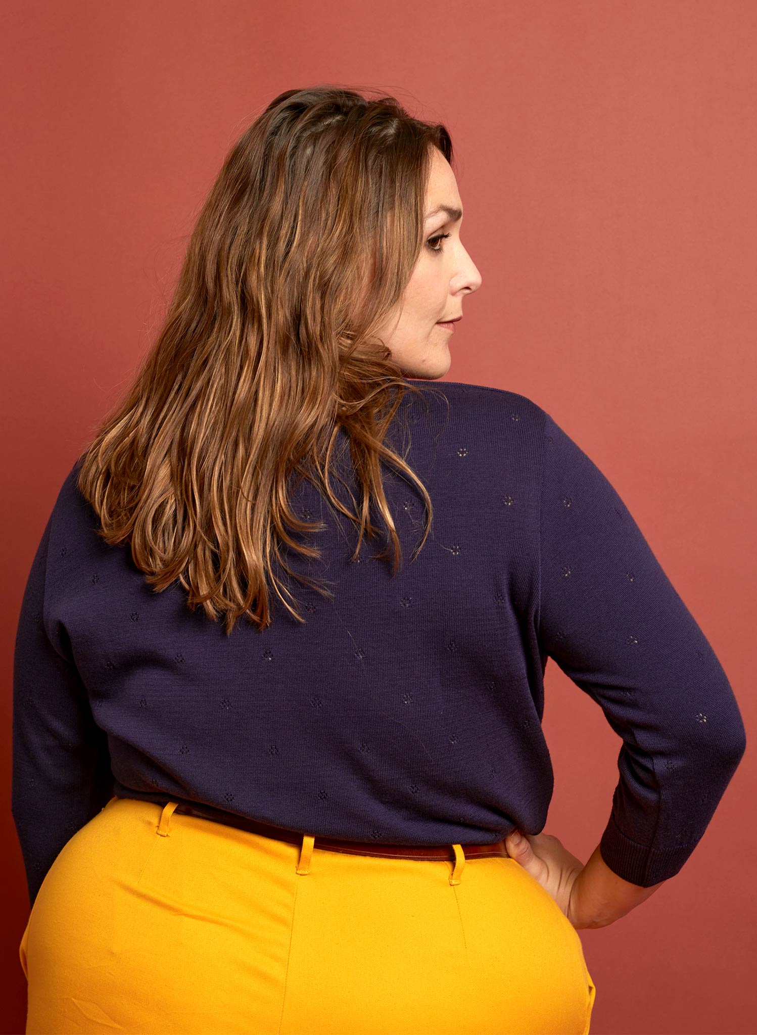 Aila Knitted Cotton Top - Navy