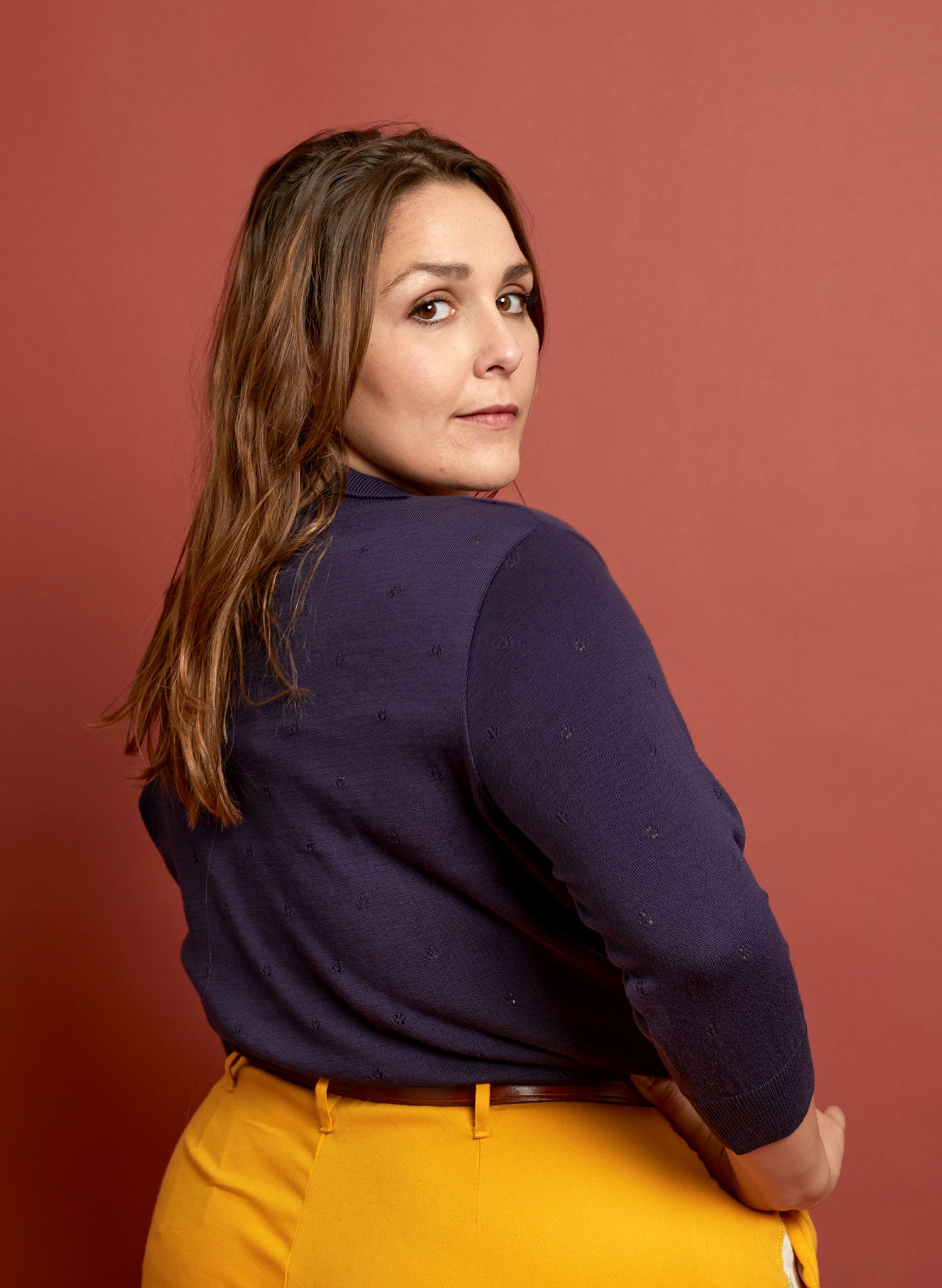 Aila Knitted Cotton Top - Navy