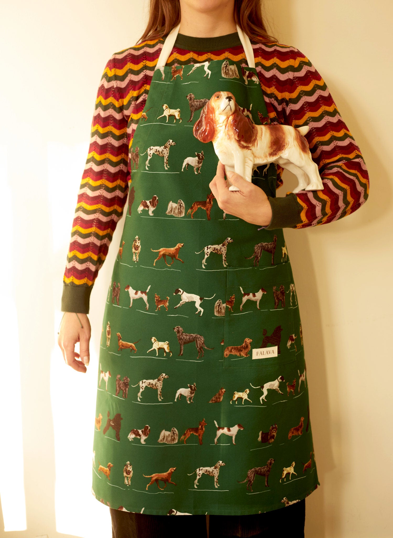Apron - Green Porcelain Dogs