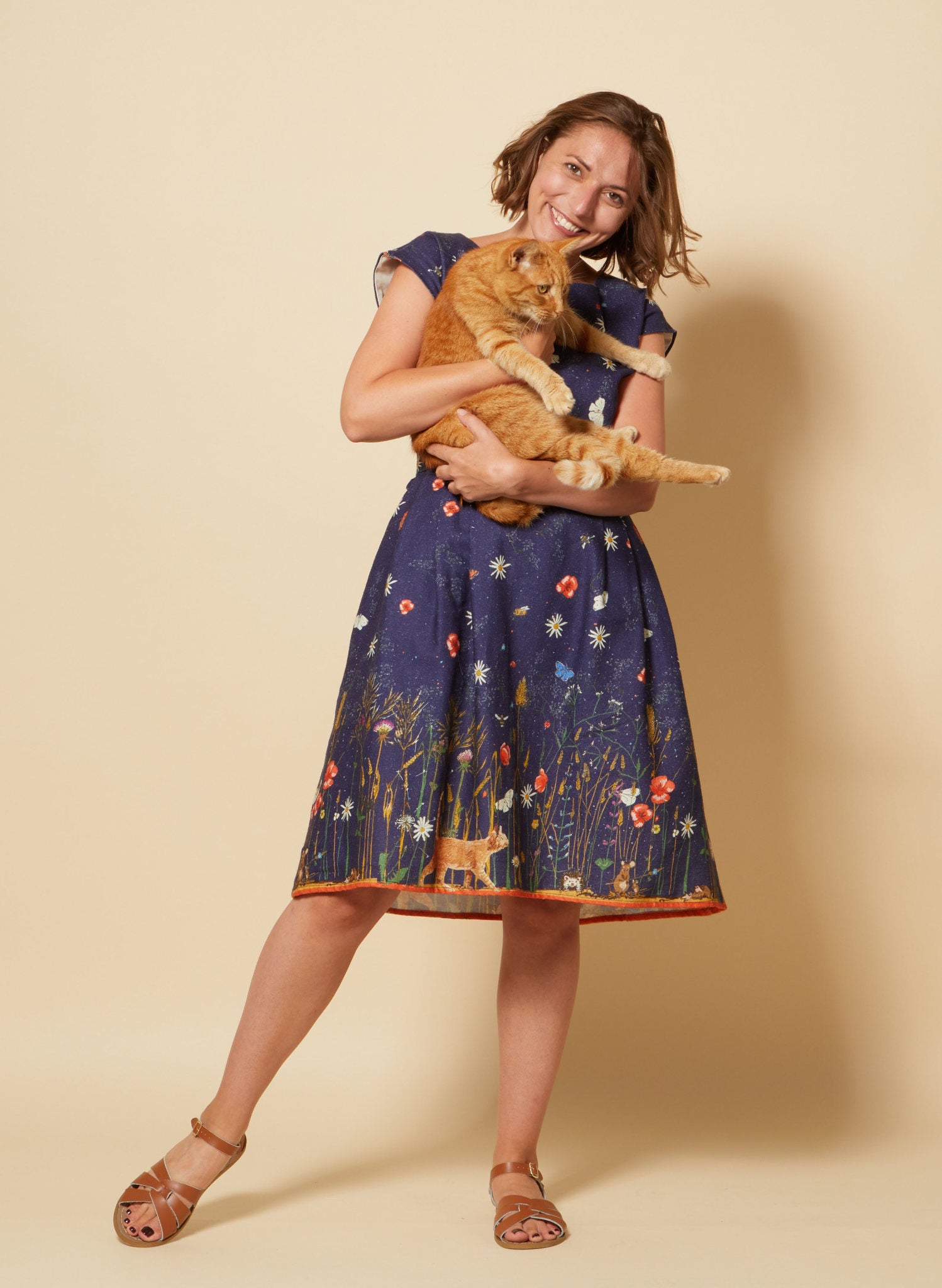 Archive Sale - Size 10 - Beatrice Cap - Navy Cornfield Dress