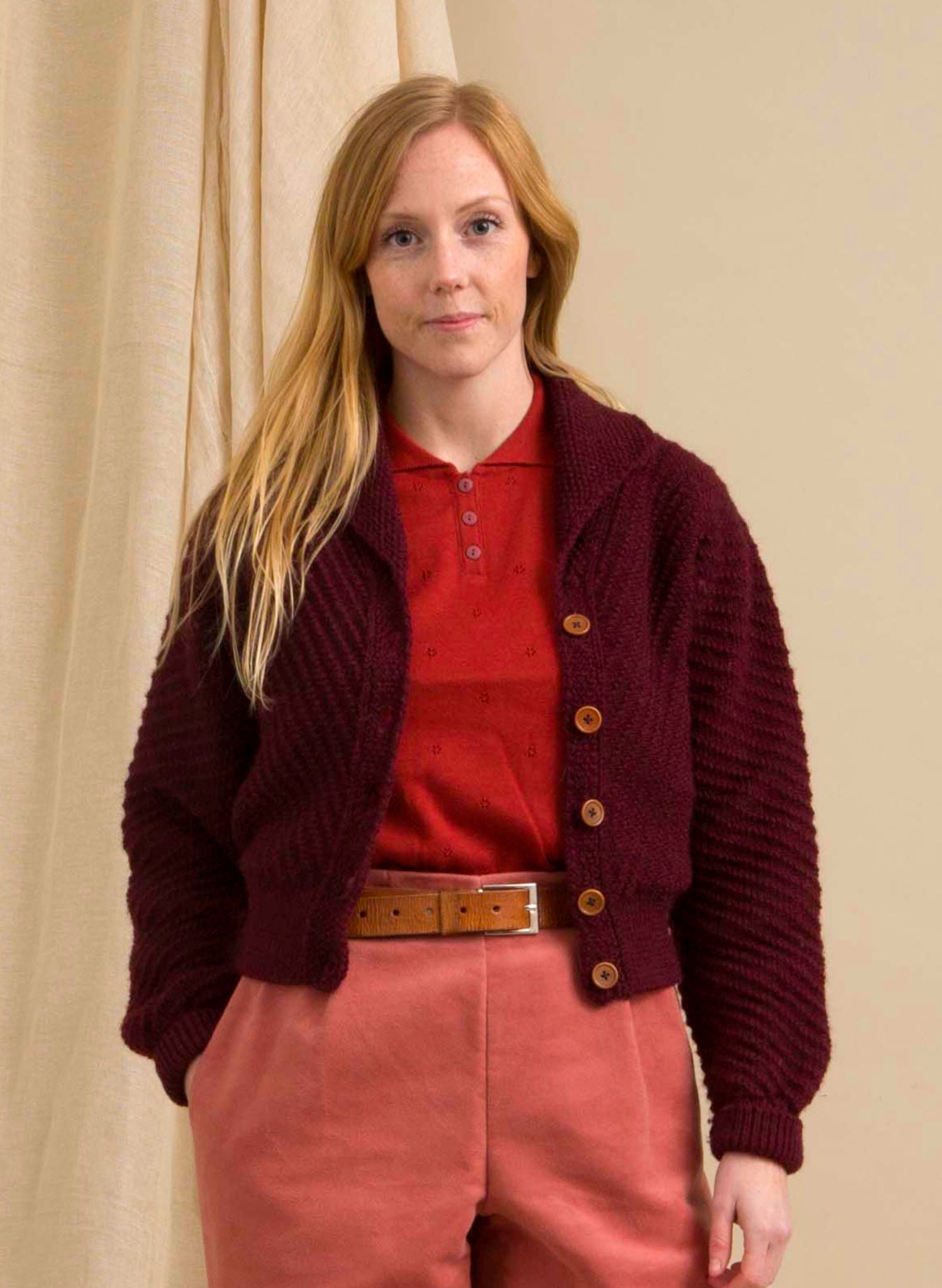 Betty - Heritage Knitwear Berry Cardigan - 100% British Wool