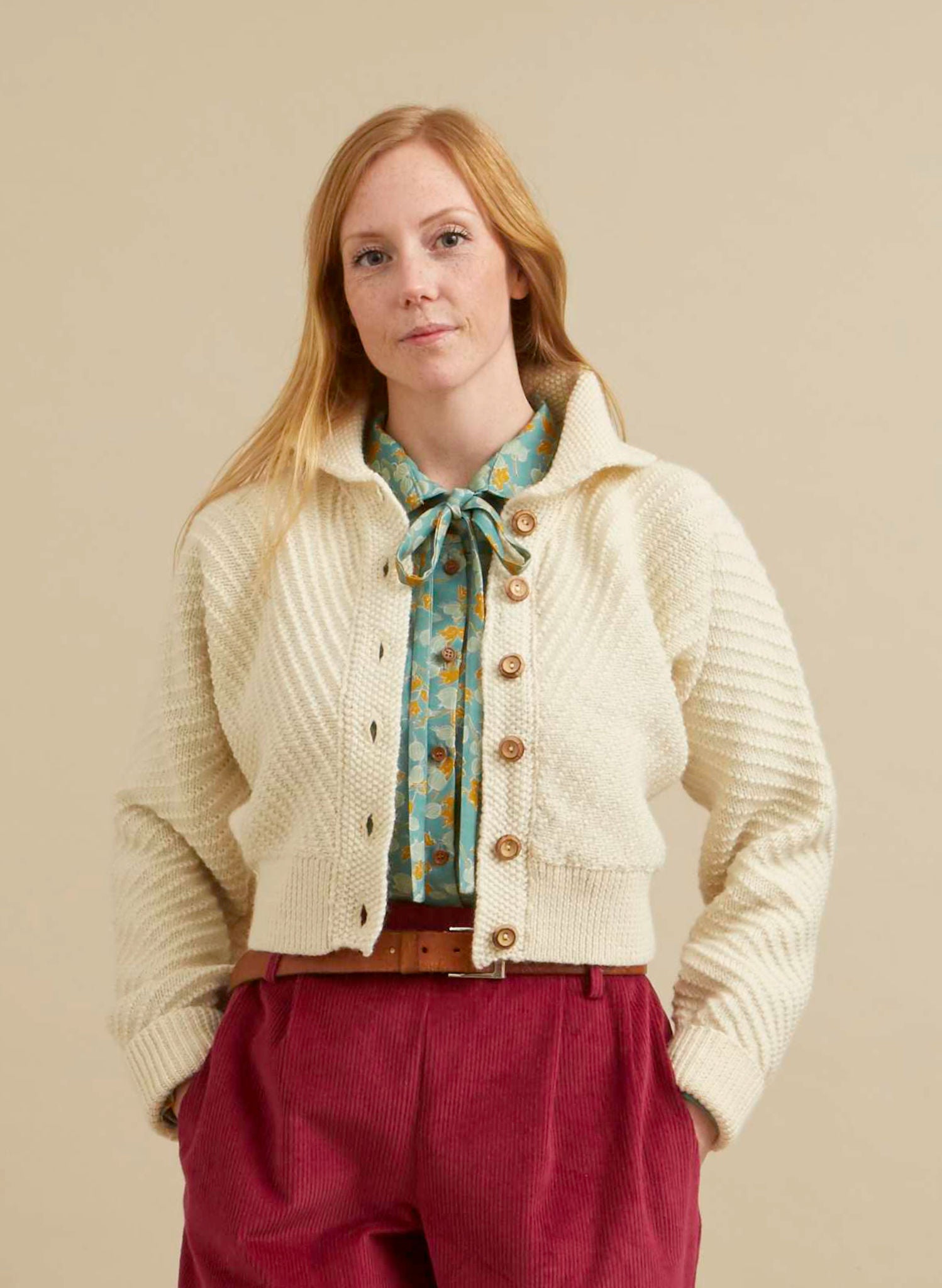 Betty - Heritage Knitwear Cream Cardigan - 100% British Wool