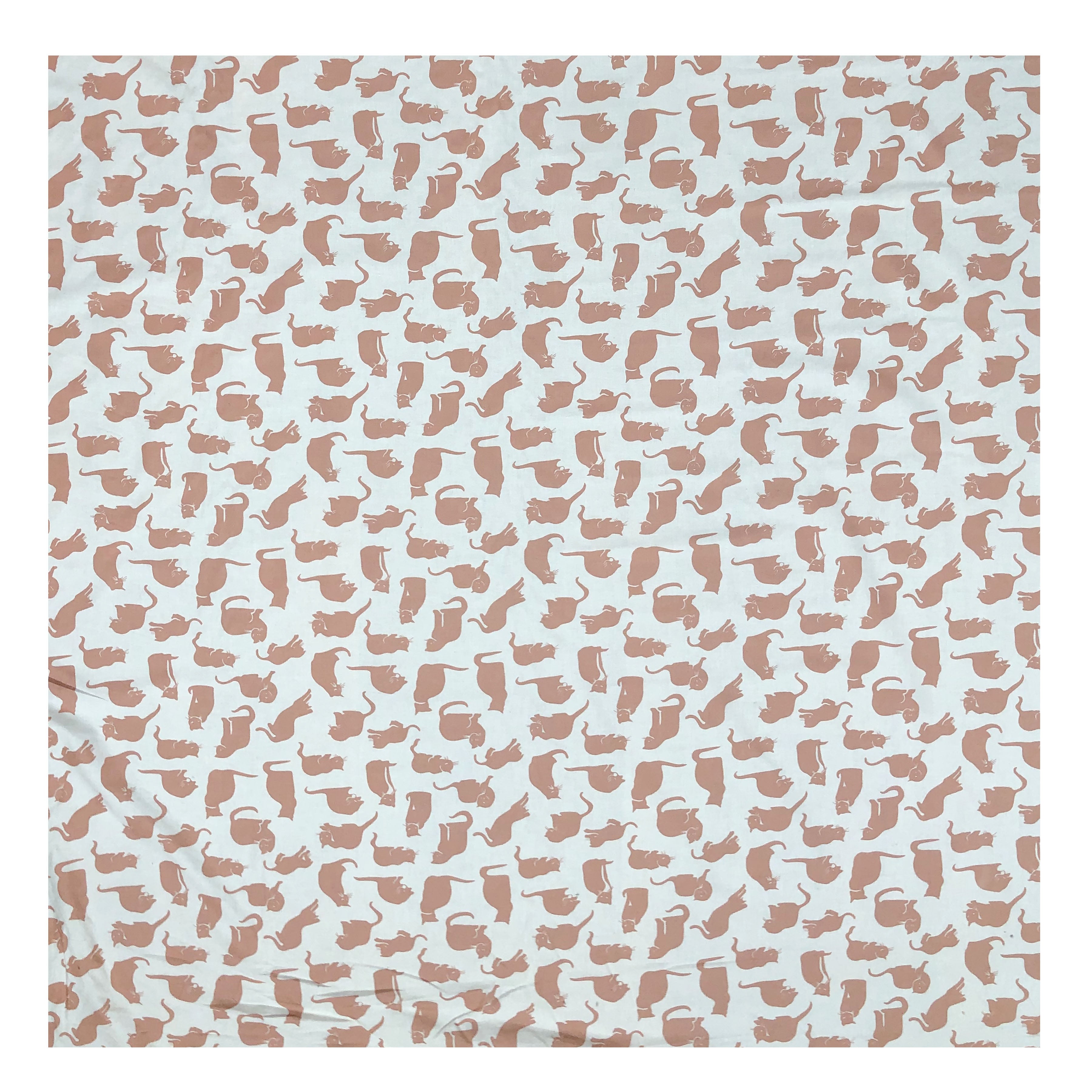 Ecru Small Cat Print Fabric - Cotton