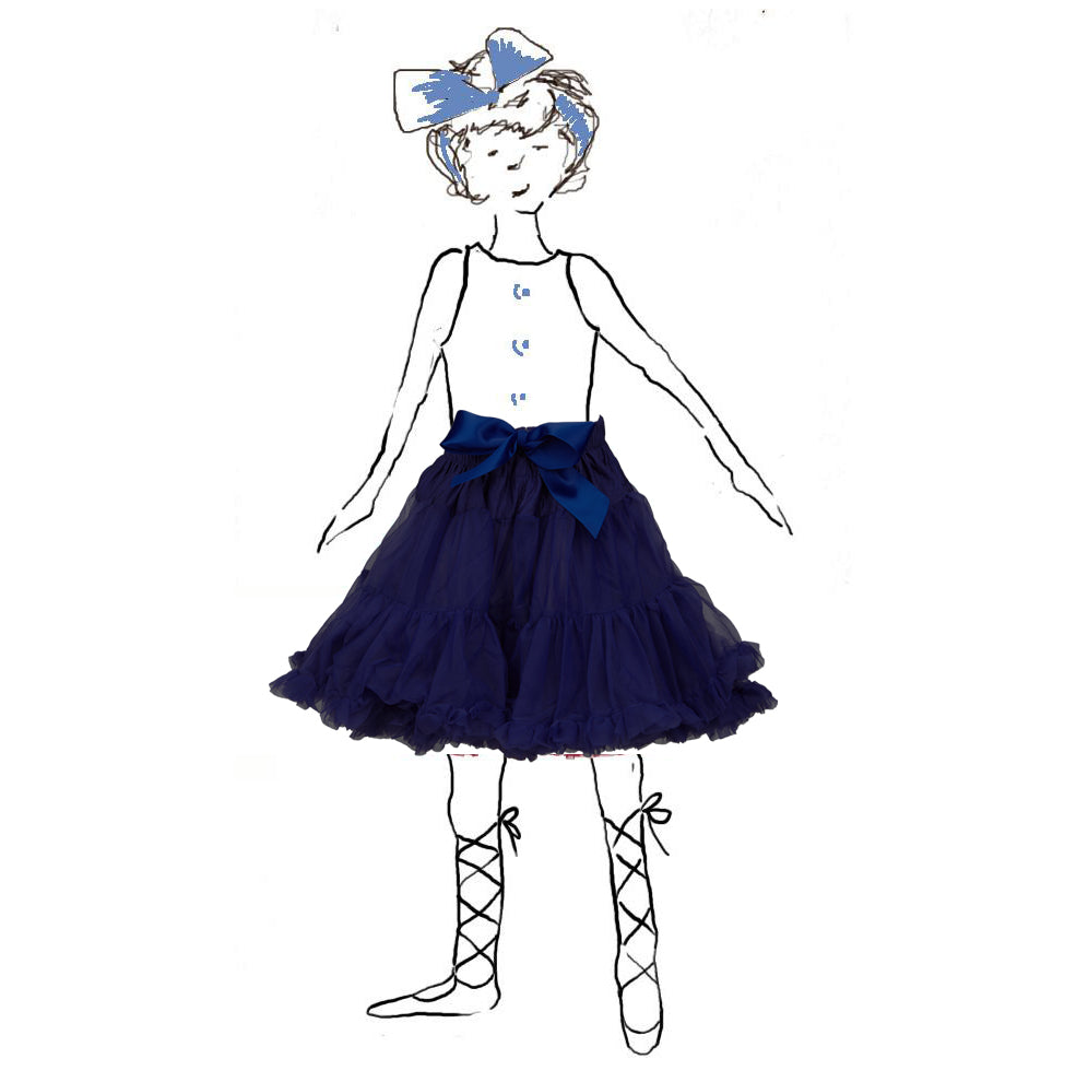 Children's Navy Blue Party Petticoat with Ribbon | Palava