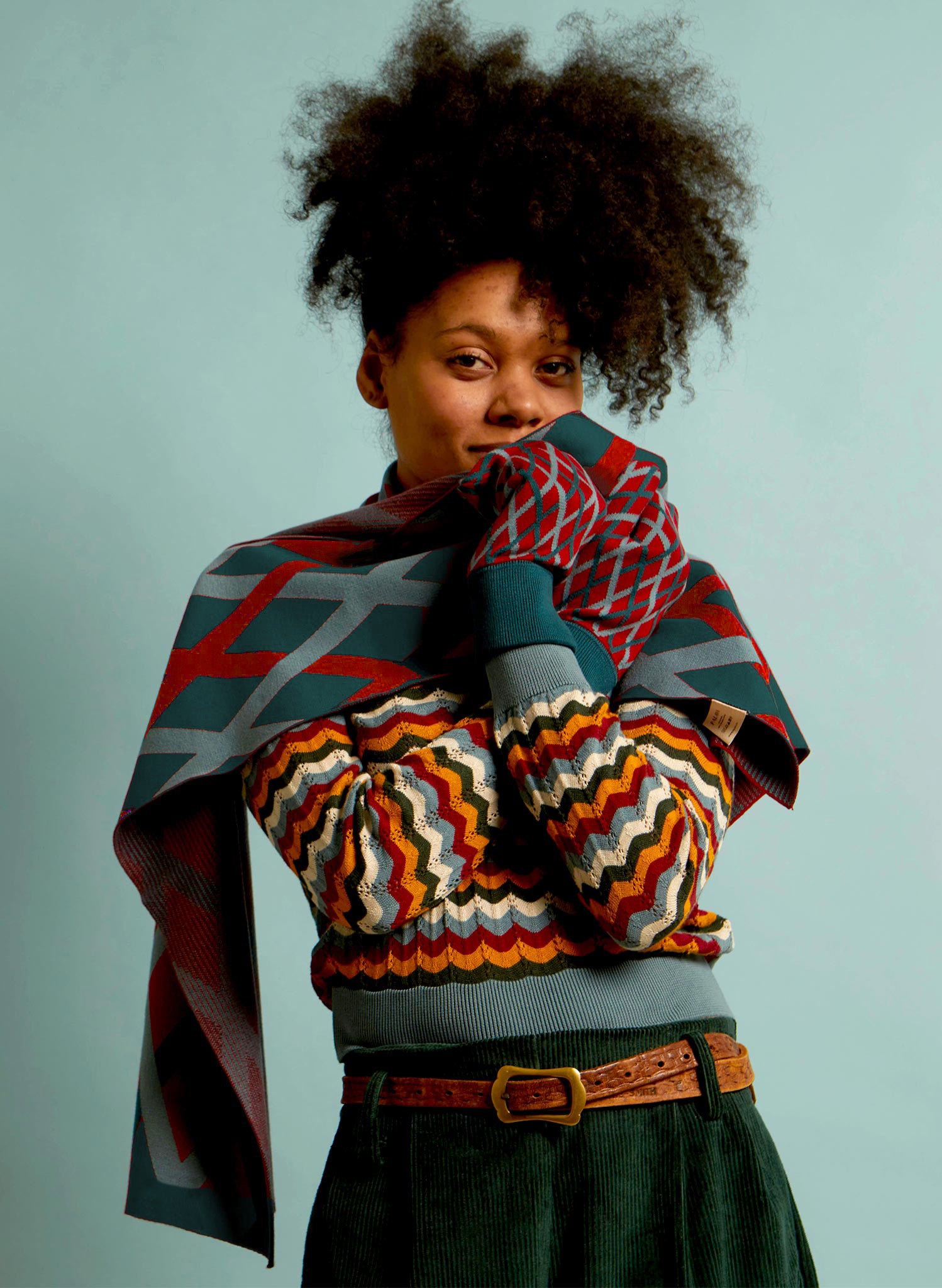 Knitted Mittens - Teal Lattice