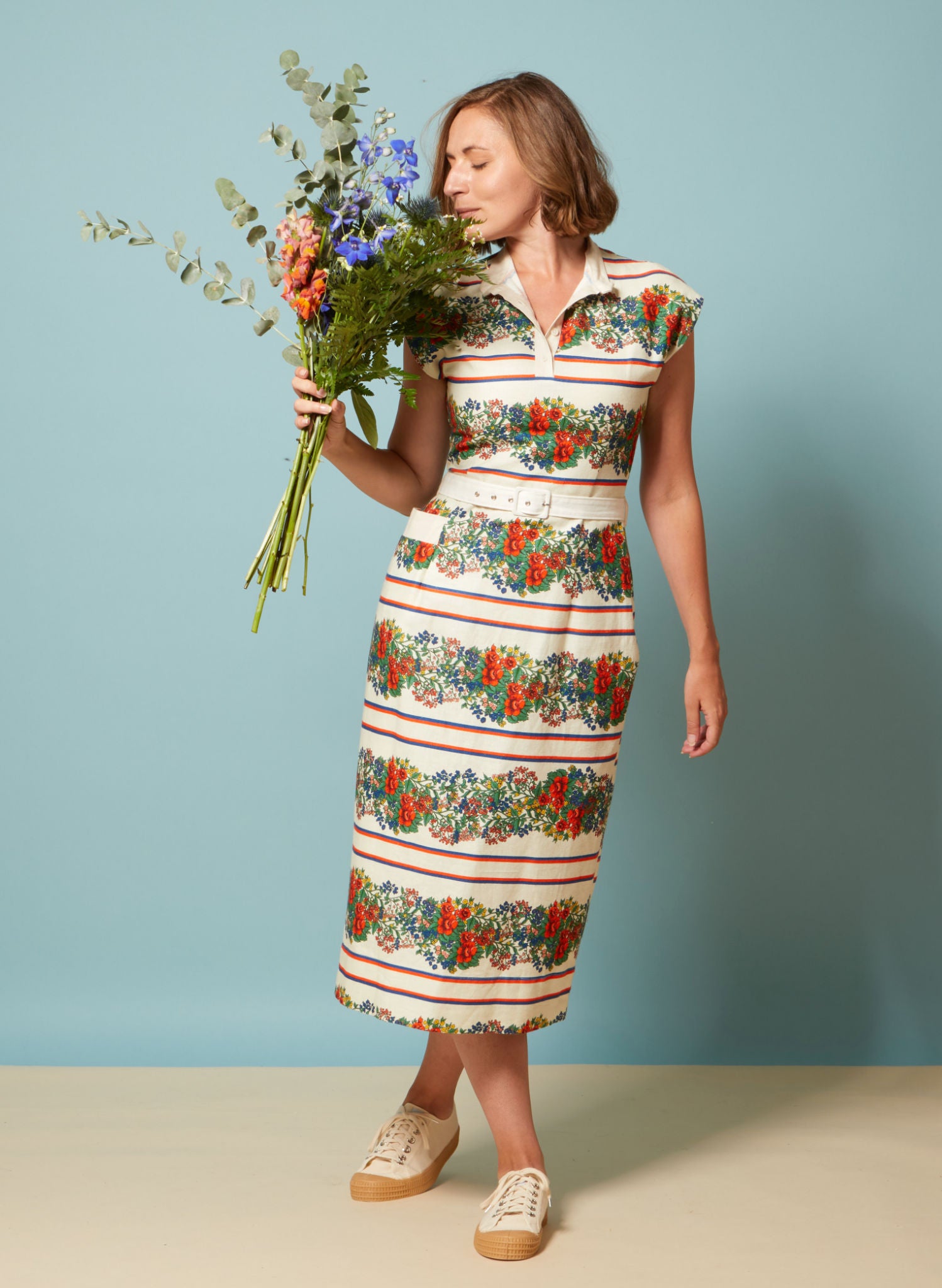 Cyd - Ivory Mexican Rose Dress