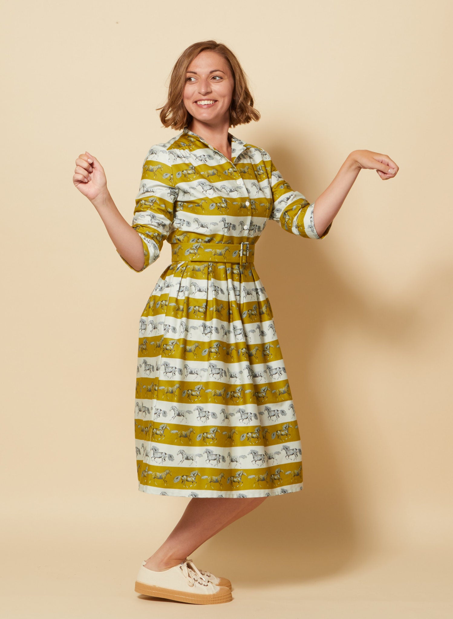 PRE LOVED - Cynthia - Mustard Horses Dress