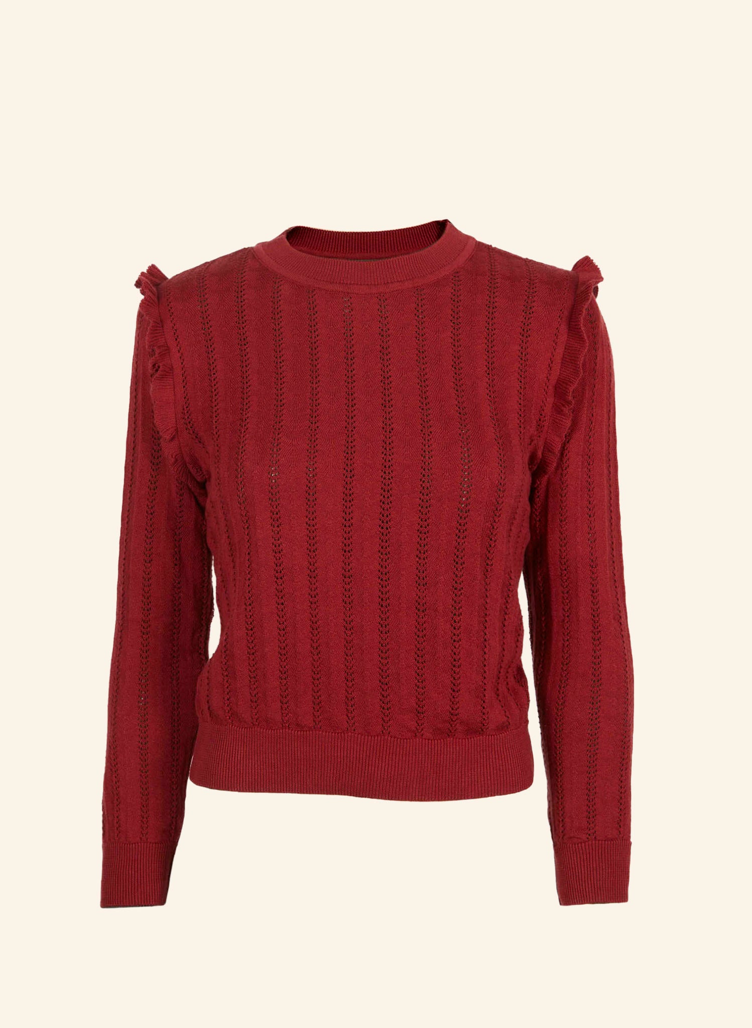 Diana Knitted Cotton Top - Red Ruffle