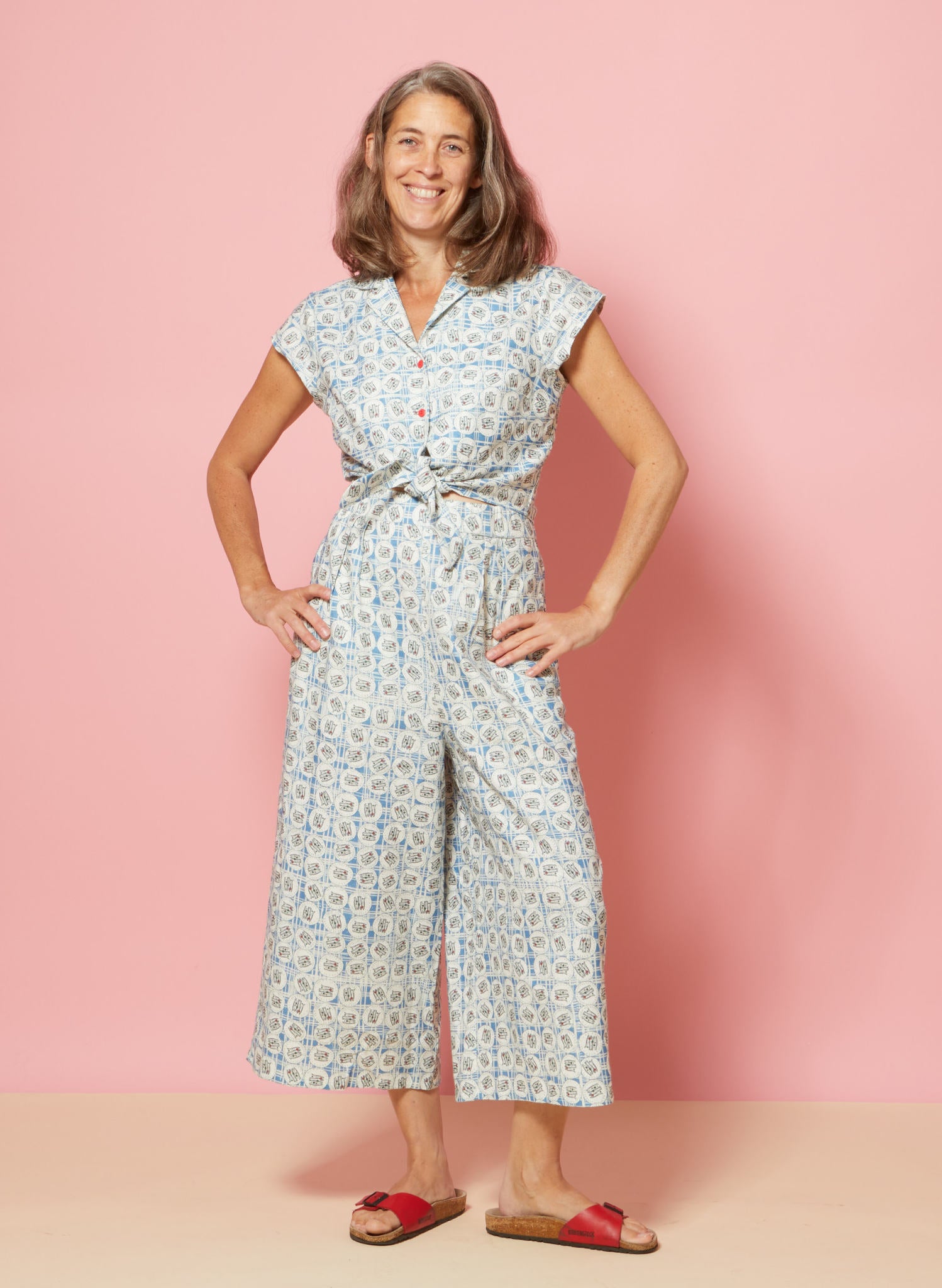 Archive Sale - Size 10 - Edith Culottes Trousers - Blue Sardines