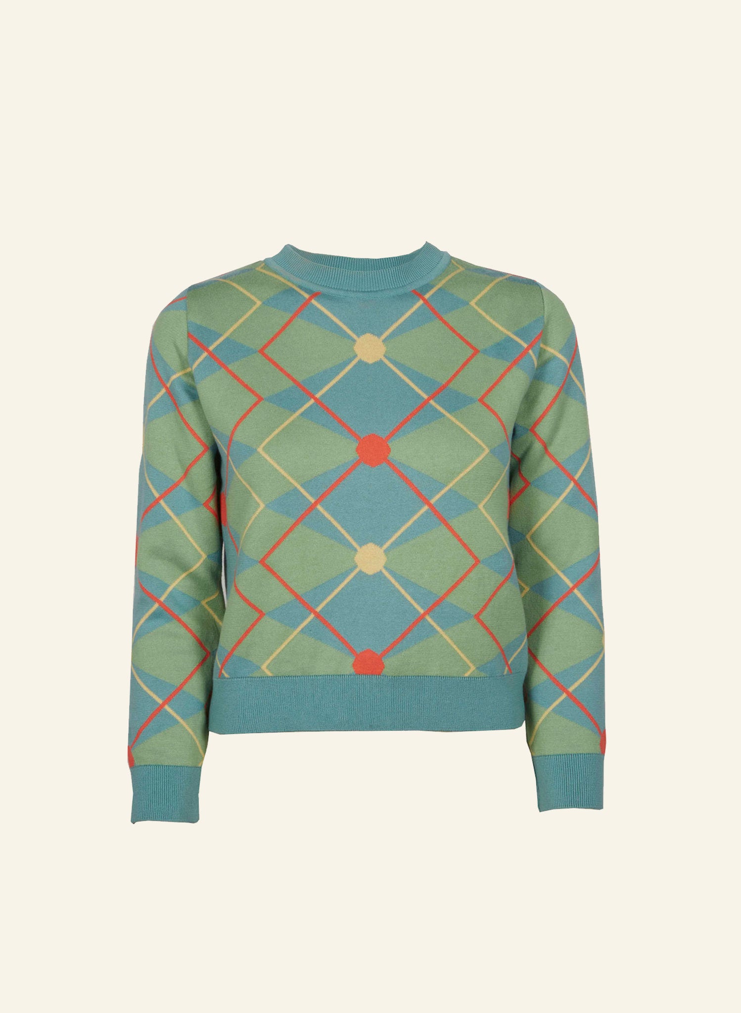 Archive Sale - Esther - Green/Blue Argyle Jumper