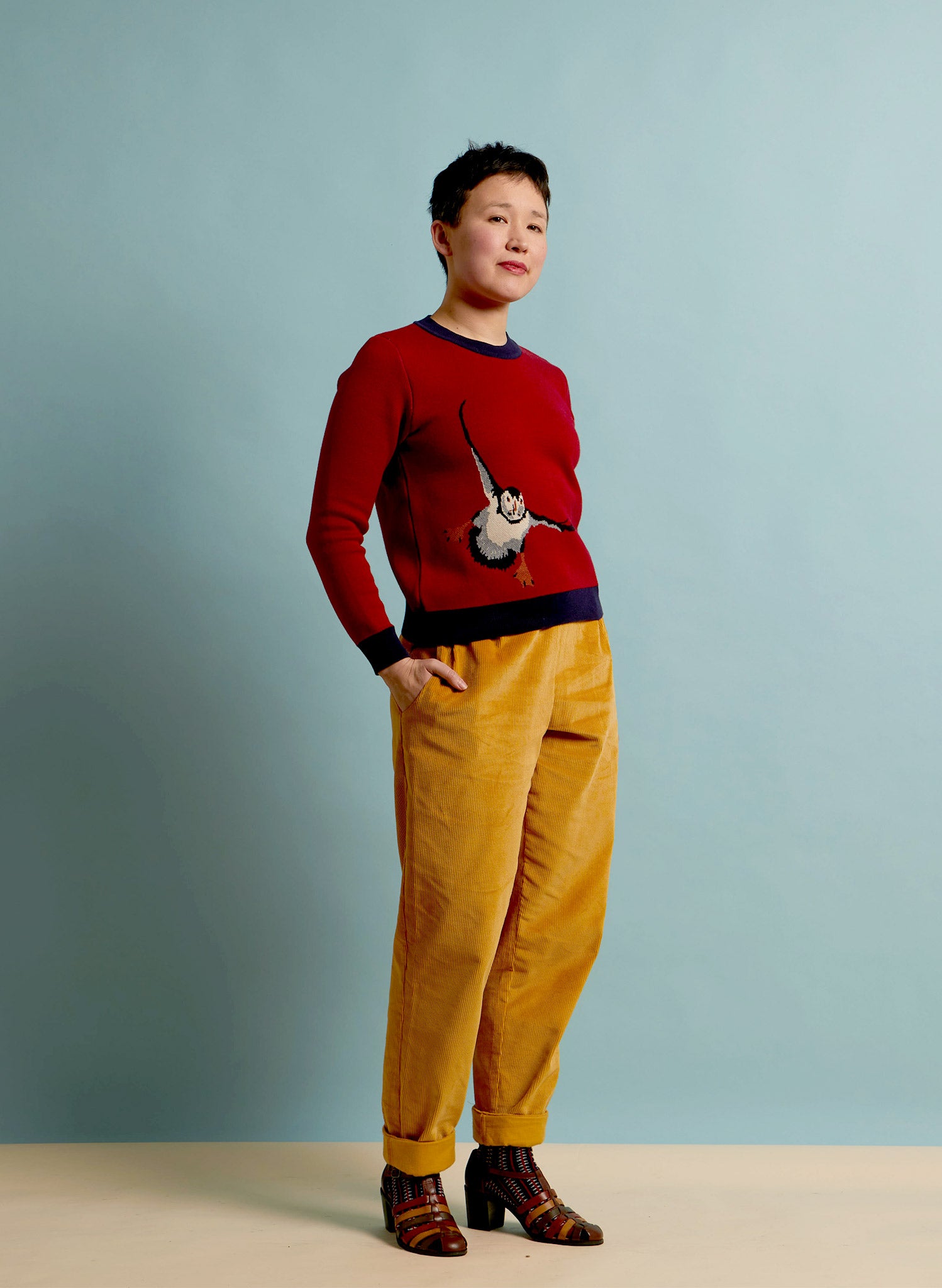 Archive Sale - Size S - Esther Long - Red Puffin Jumper