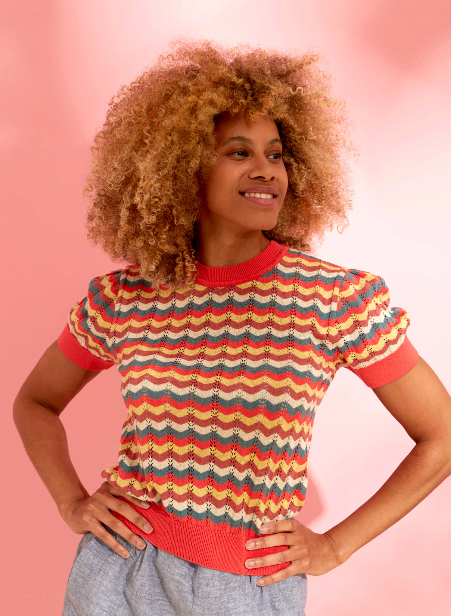 Archive Sale - Eve - Pointelle Coral Scallop Knitted Top