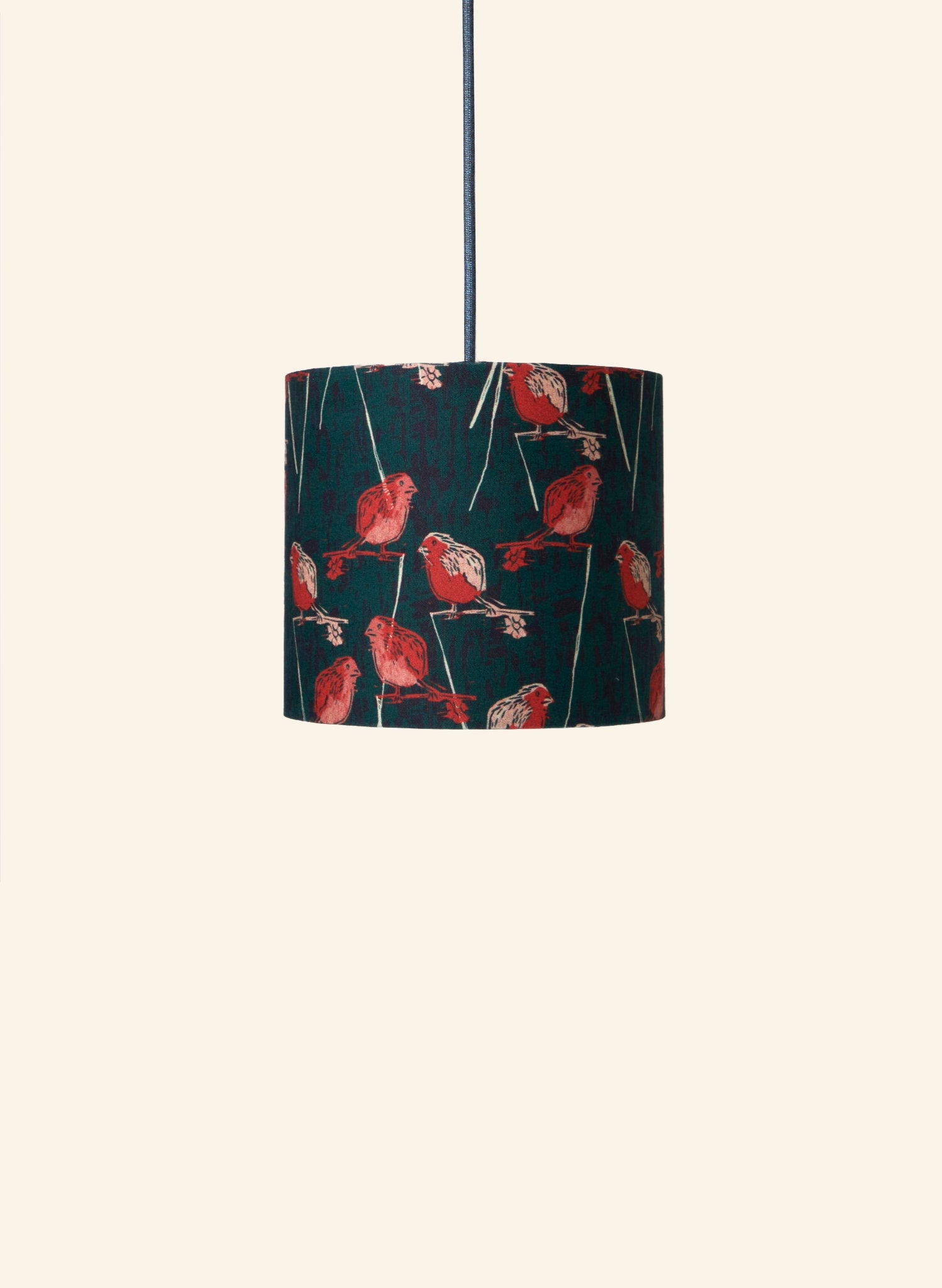 Drum Lampshade - Forest Green Robin