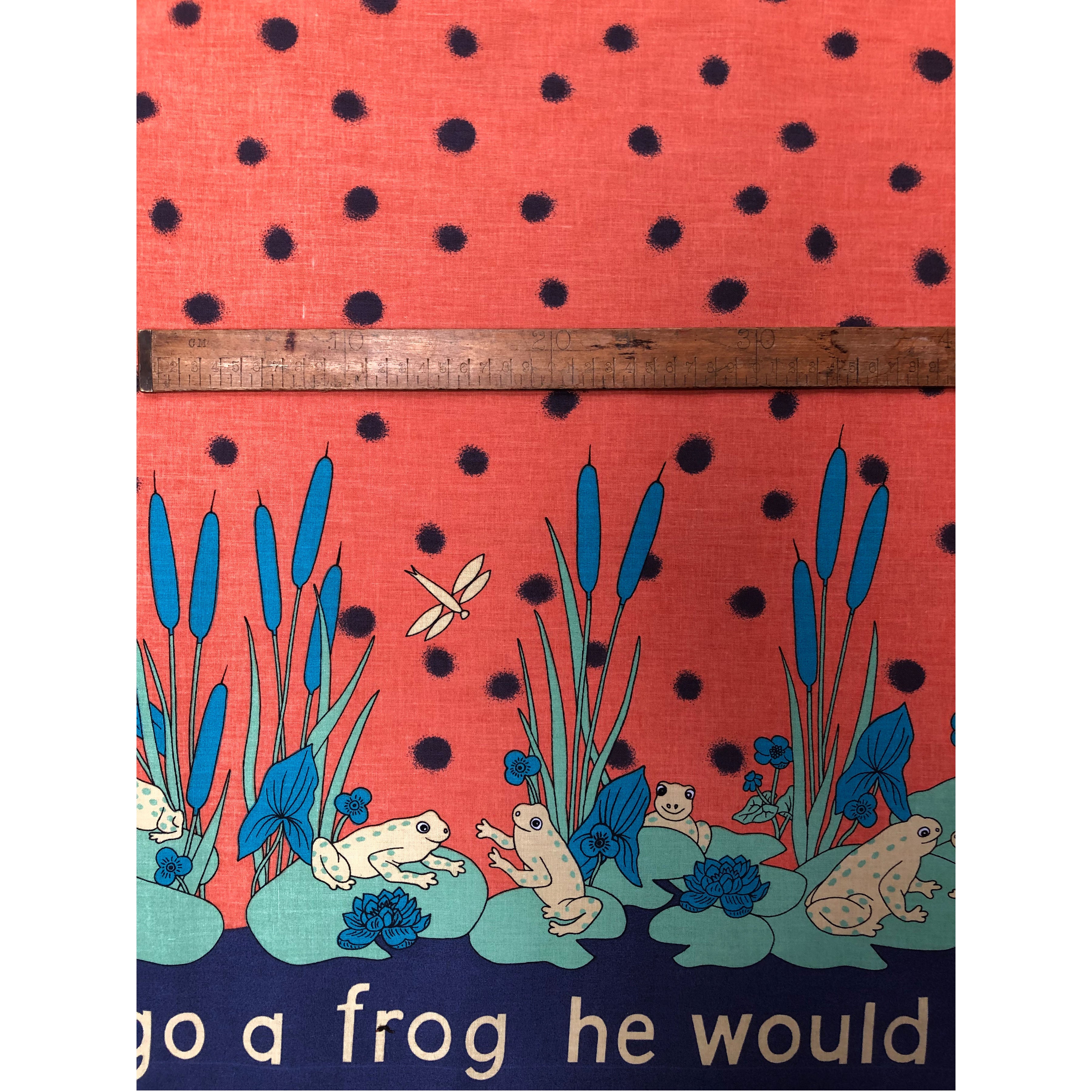 Remnant - 2.5m - Orange Frog Lily Print Fabric - Cotton