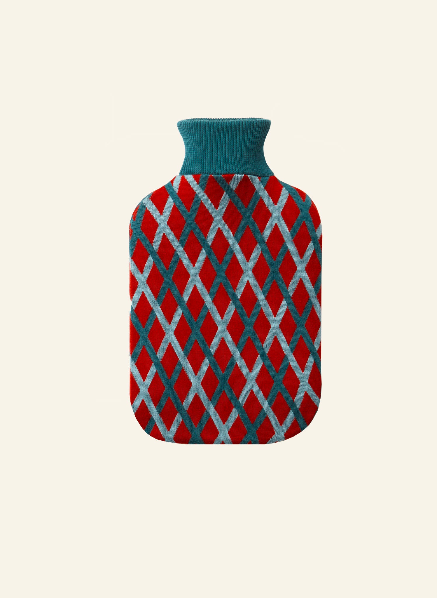 Hot Water Bottle Cover - Teal Lattice