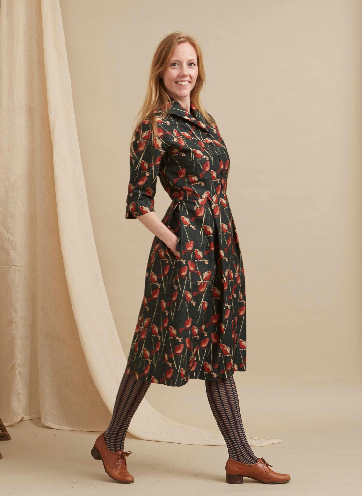 Ida - Forest Green Robin Dress