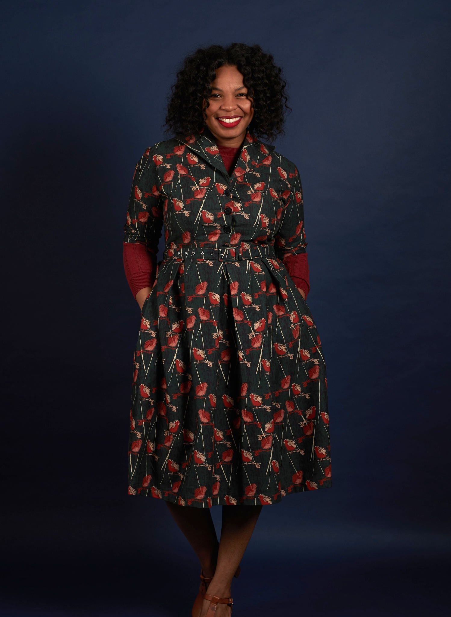 Ida - Forest Green Robin Dress