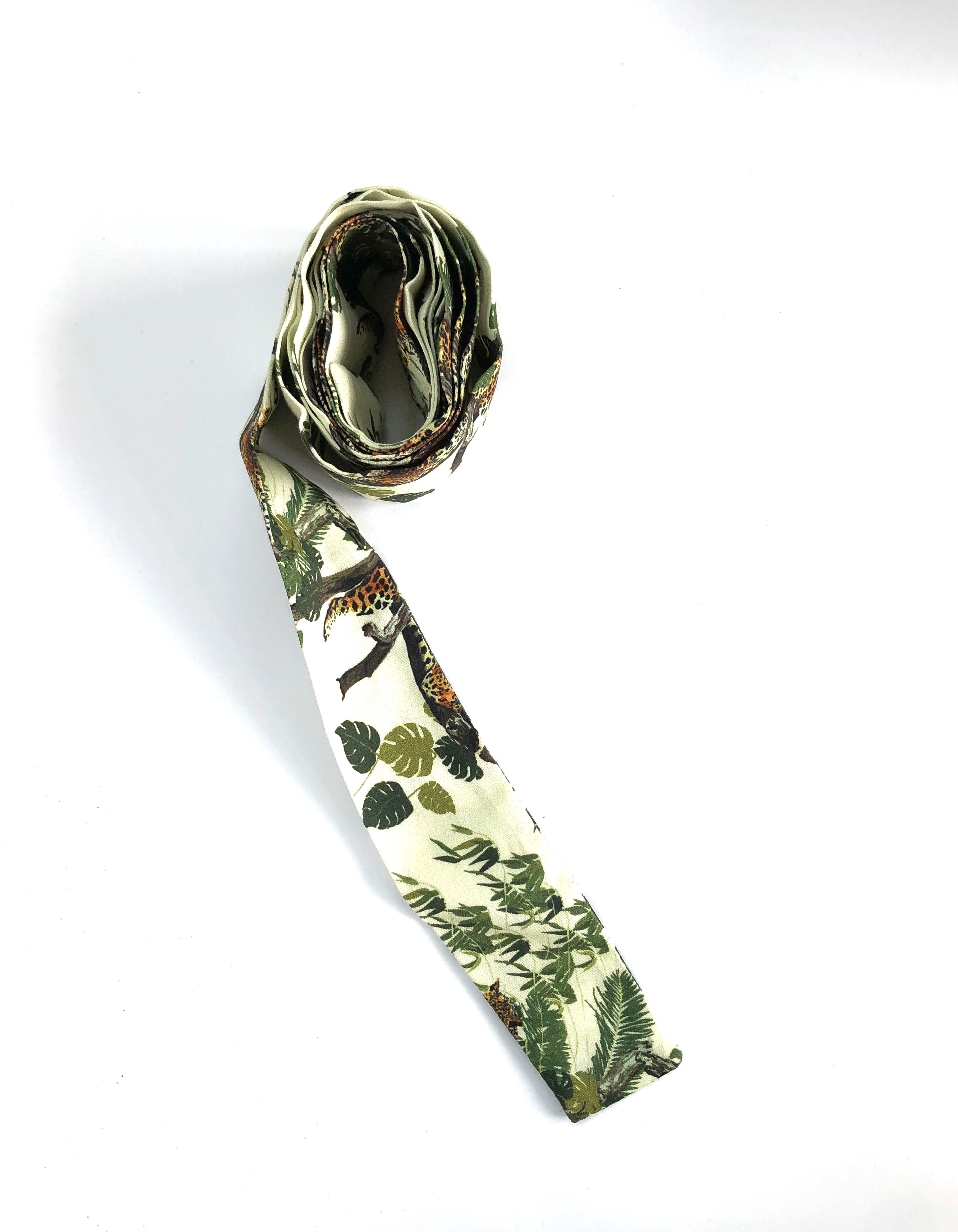 Archive Sale - Tie Belt - Ivory Lounging Leopards
