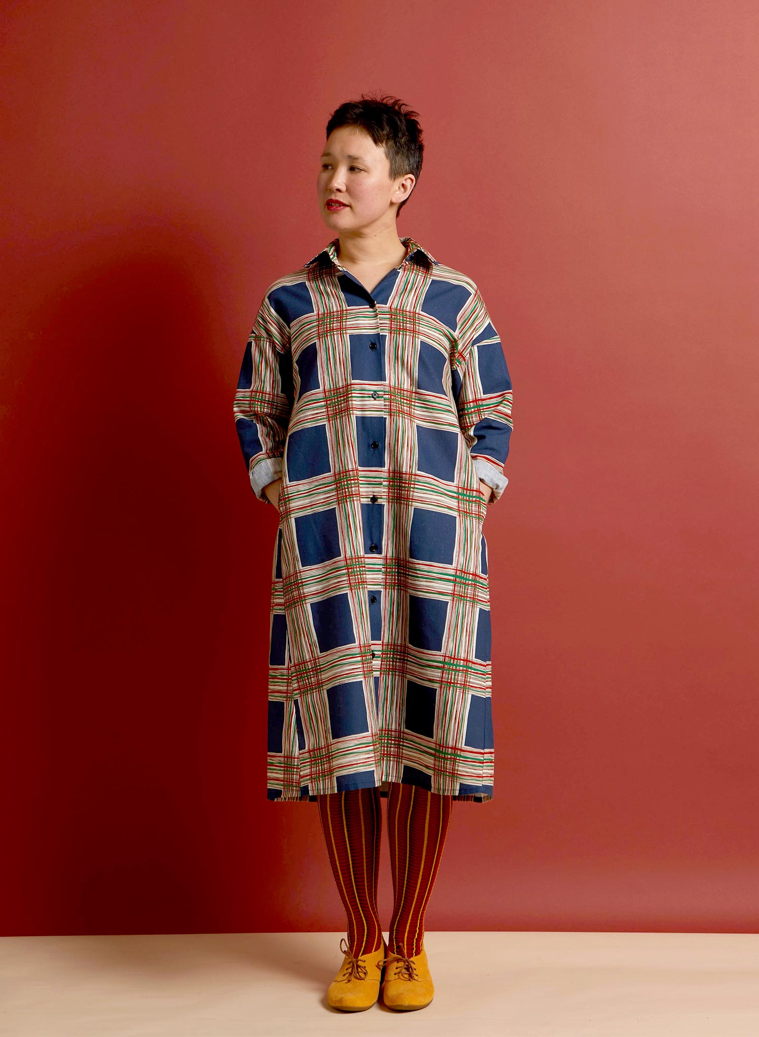 Izzy Shirt Dress - Navy Check
