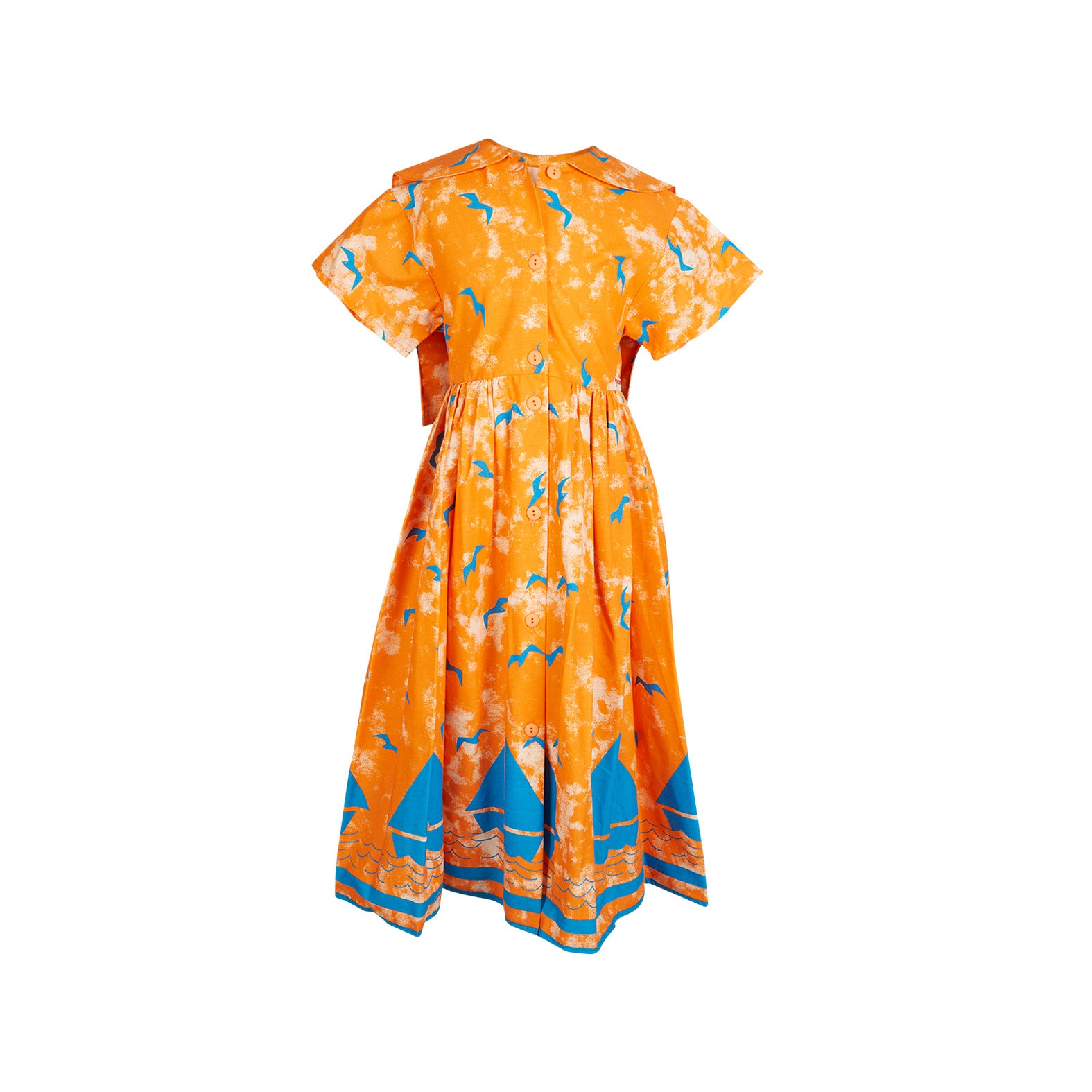 Archive Sale - Poppy -Laura Dress - Orange Sailing Boats