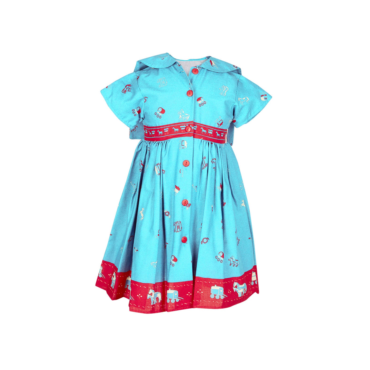 Archive Sale - Age 2-3- Laura Dress - Turquoise Gypsy Caravan