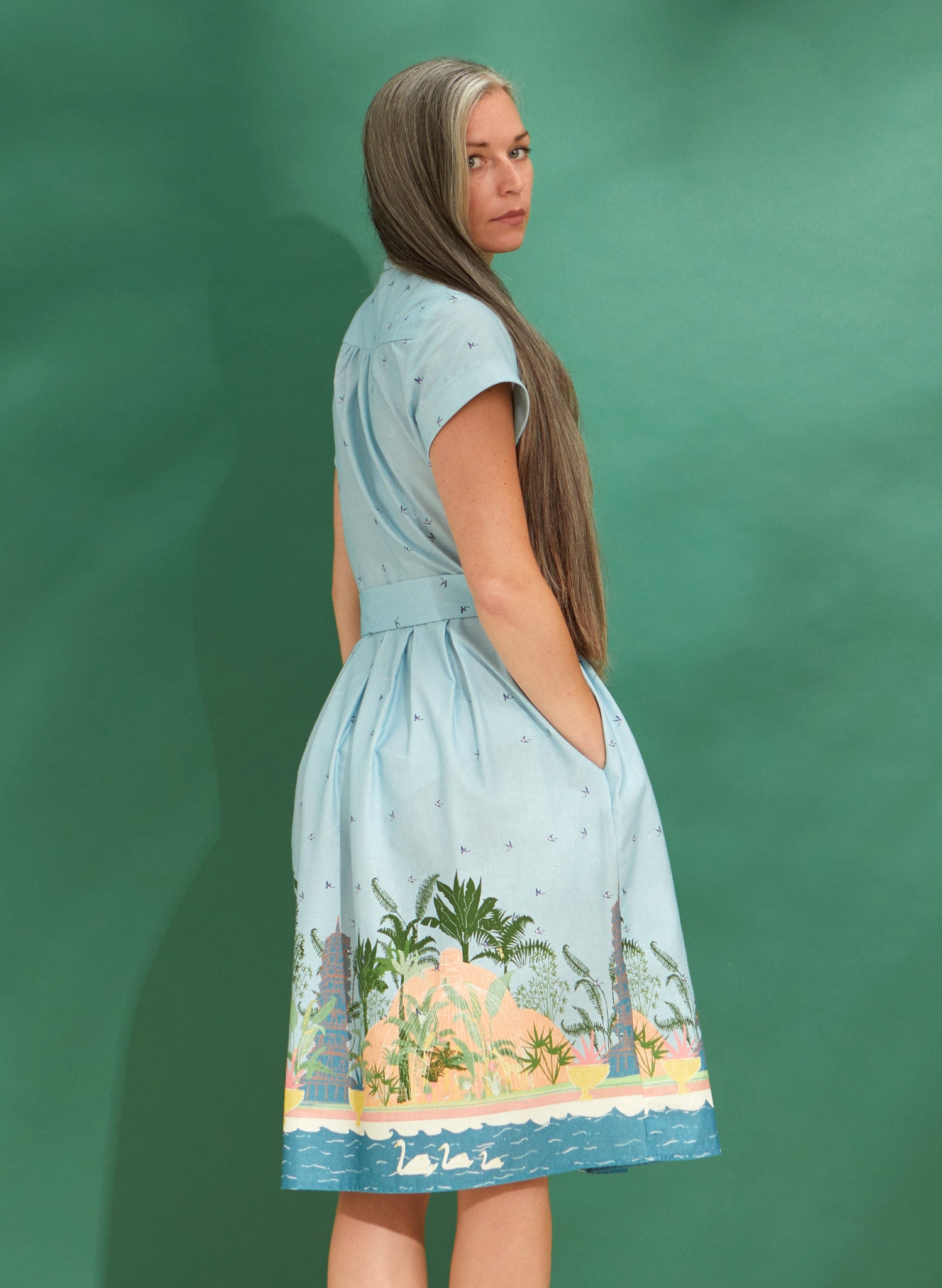 Archive Sale - Size 10 - Louise Dress- Blue Kew Gardens