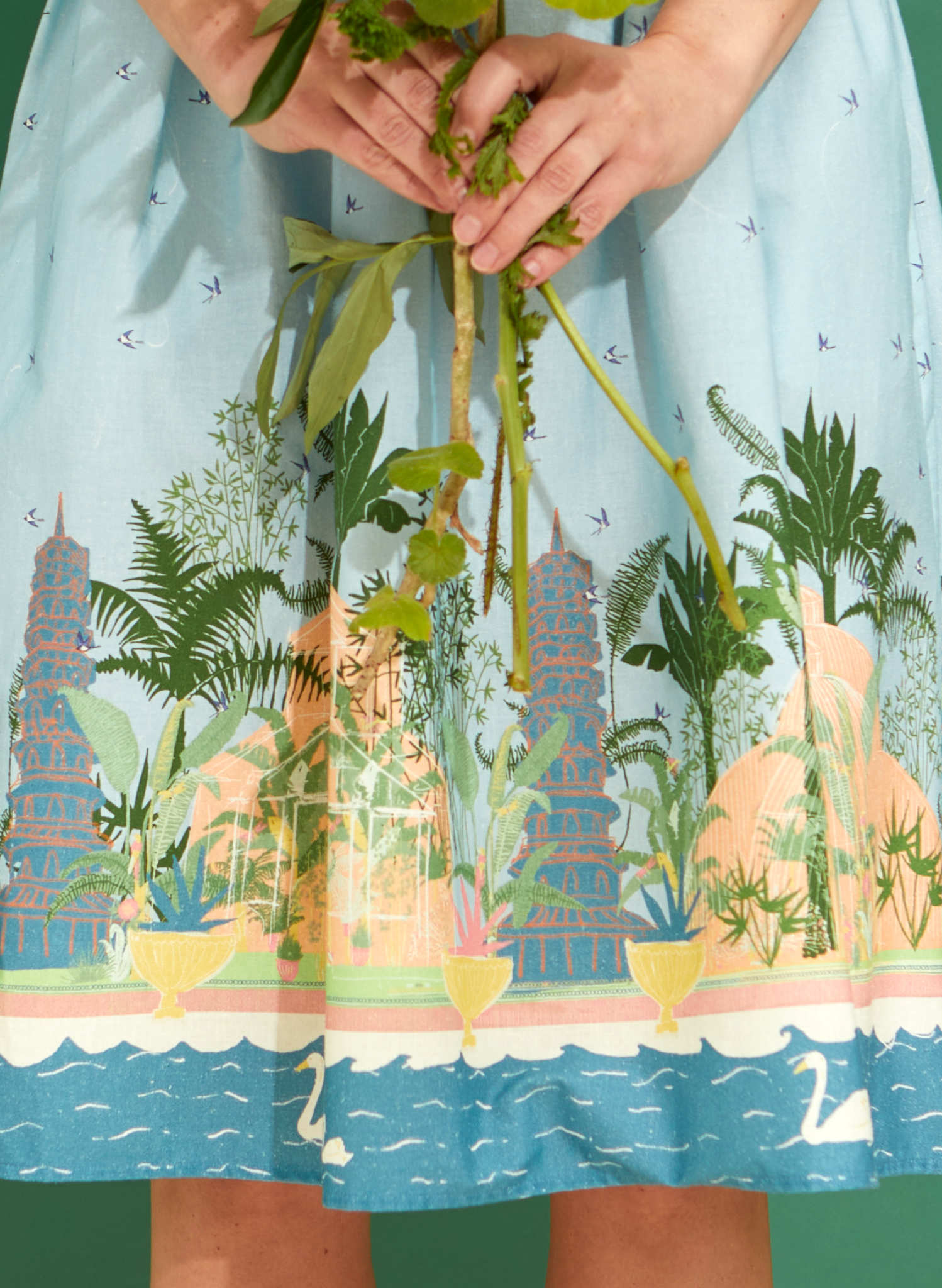 Archive Sale - Size 10 - Louise Dress- Blue Kew Gardens