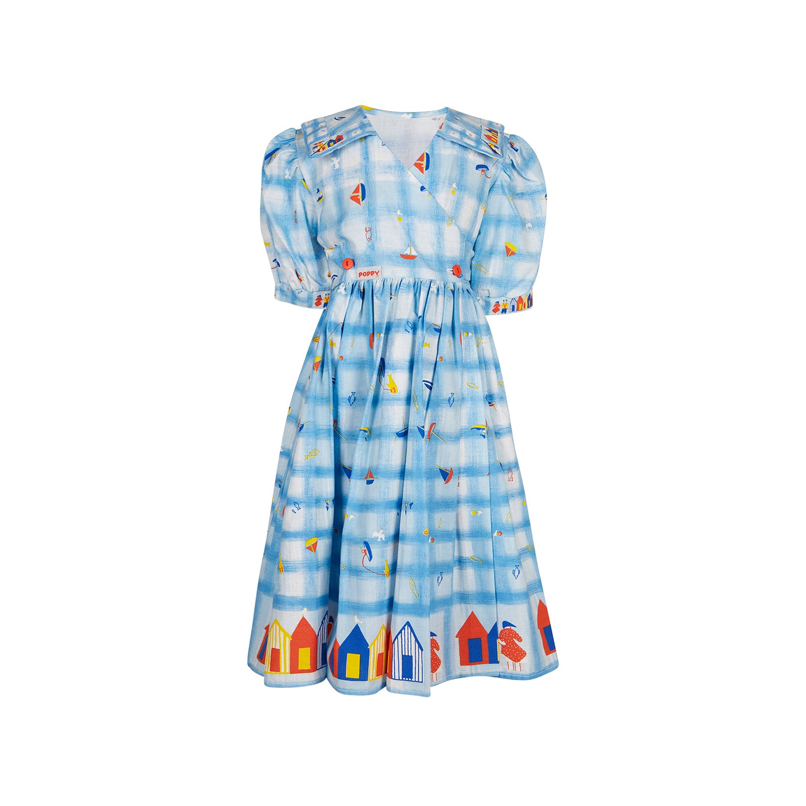 Archive Sale - Poppy - Rachel dress - Seaside boats blue