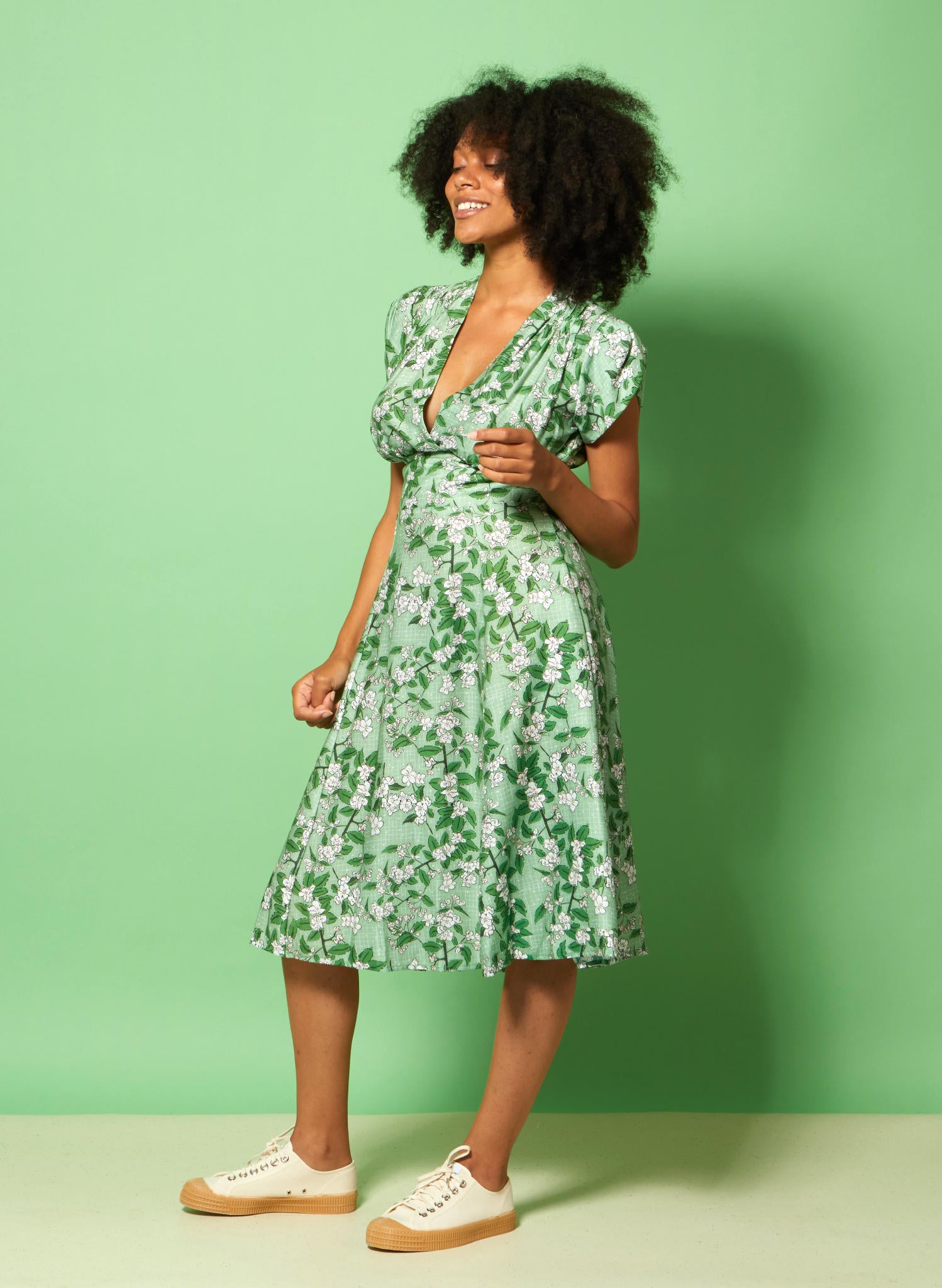 Archive Sale - Rita Dress - Green Apple Blossom