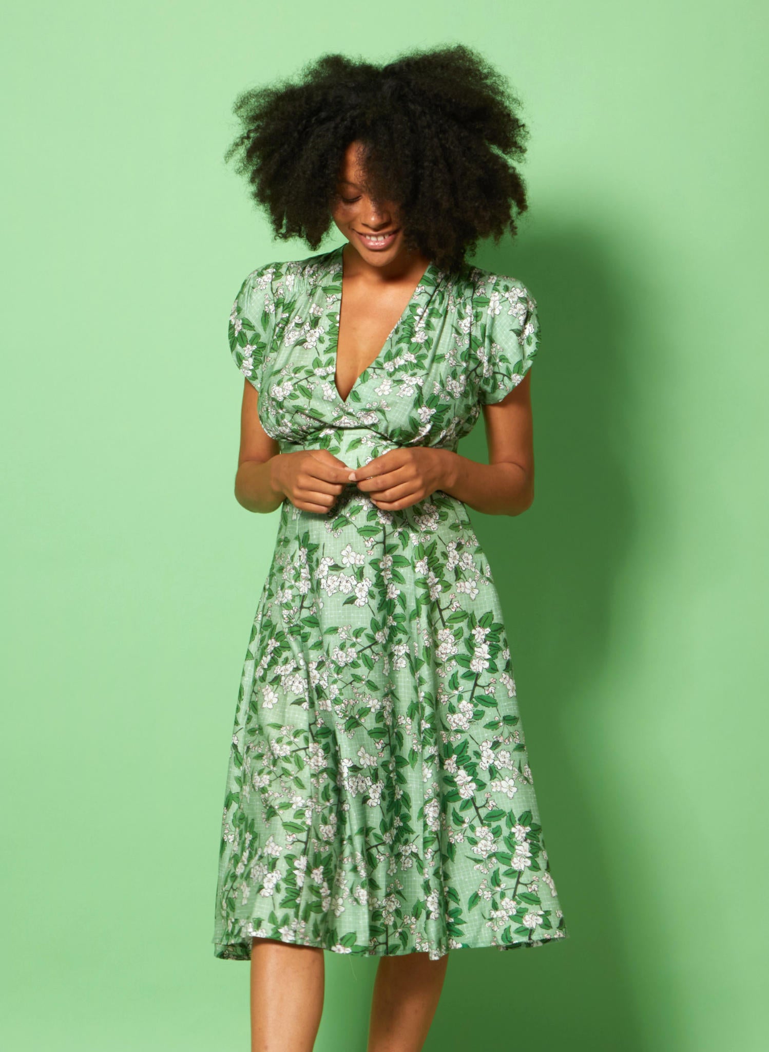 Archive Sale - Rita Dress - Green Apple Blossom