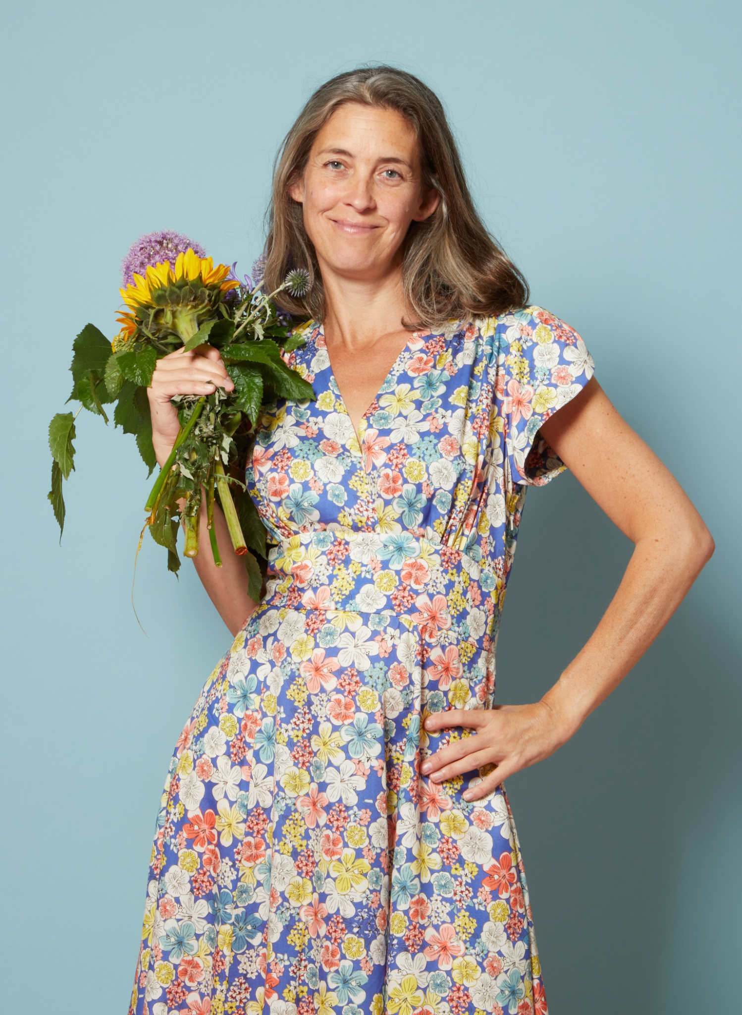 Palava RIta Blue Hibiscus dress made from Tencel