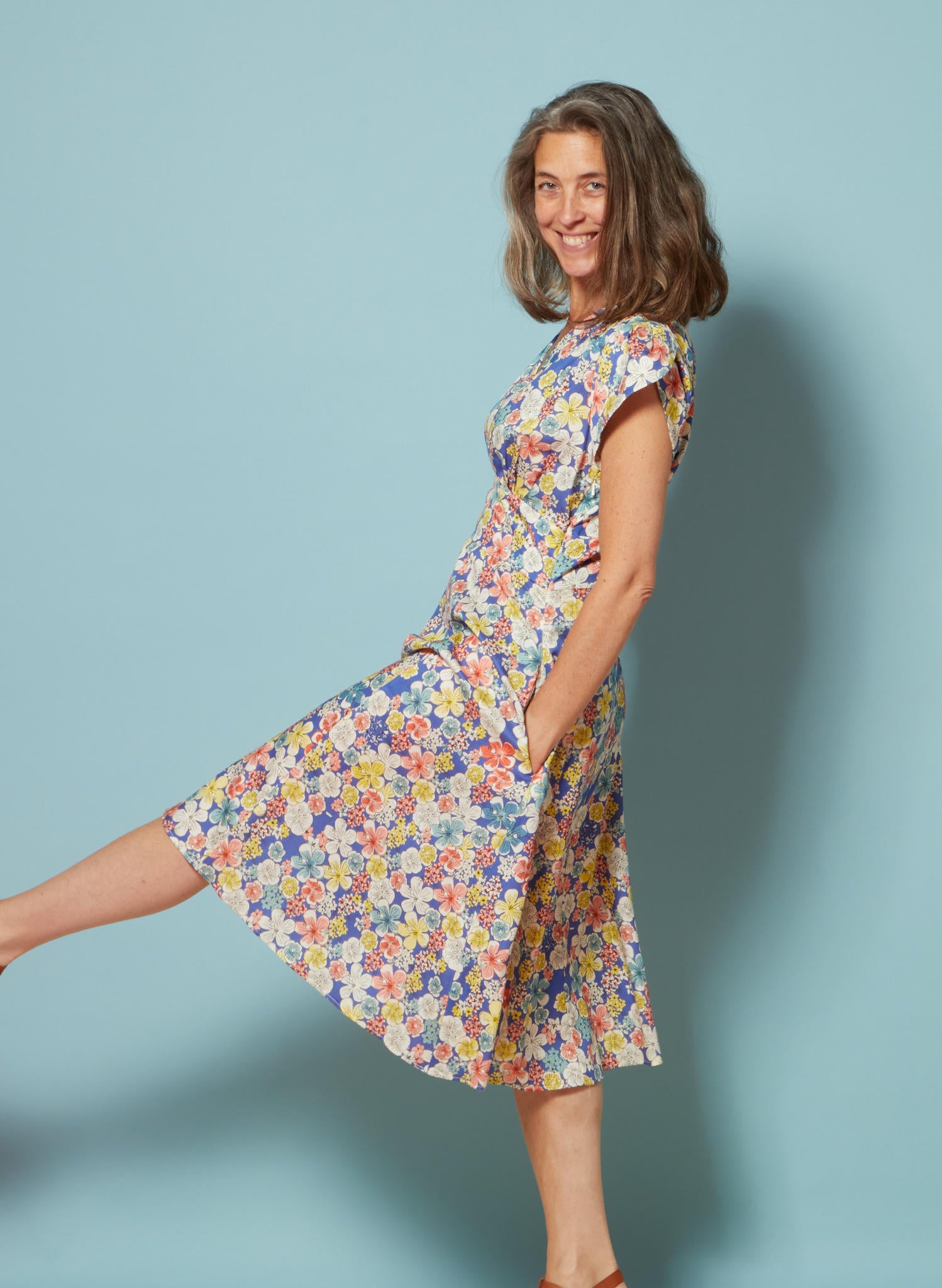 Palava RIta Blue Hibiscus dress made from Tencel
