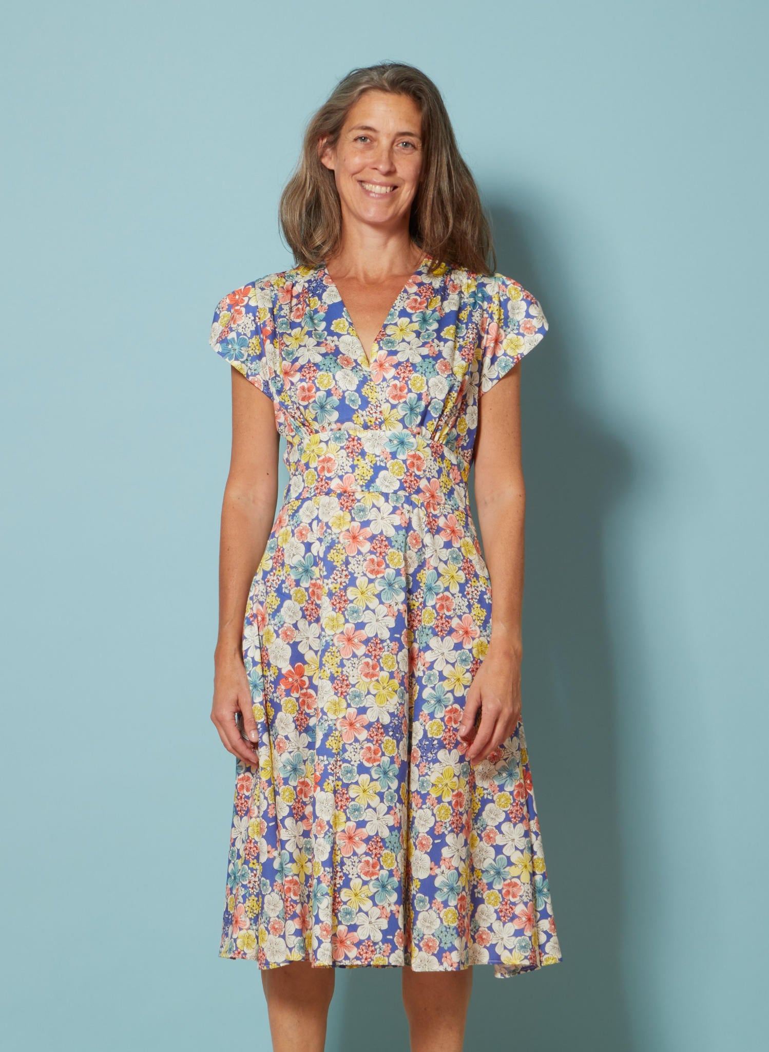 Palava RIta Blue Hibiscus dress made from Tencel