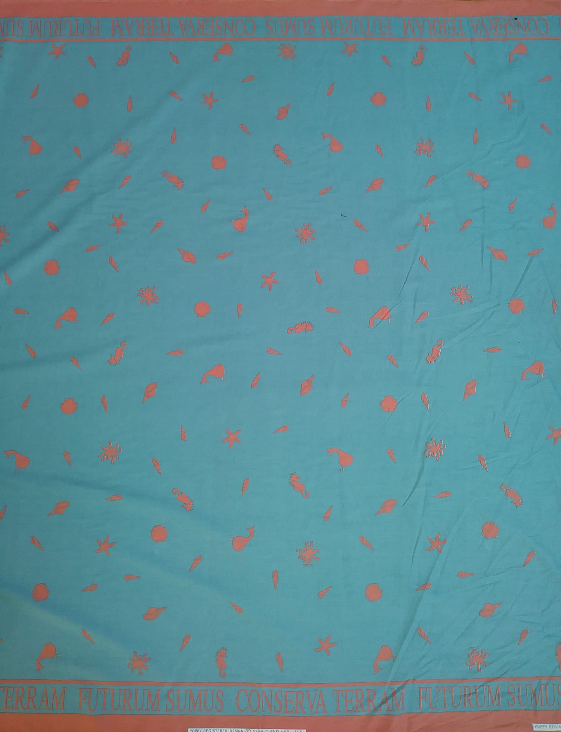 Remnant - 210cm - Save The Earth Dusky Pink/Teal Fabric - Cotton