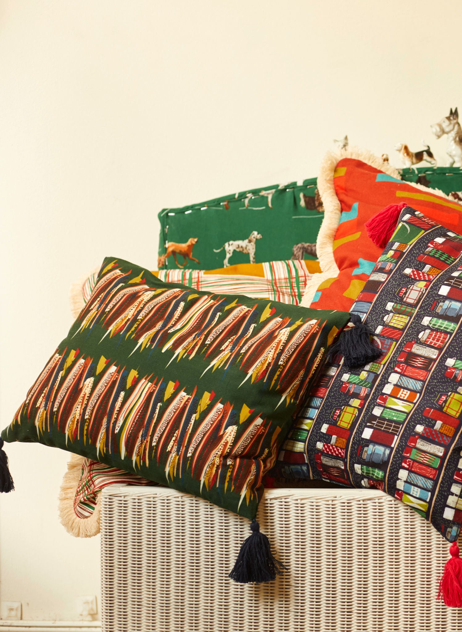 Small Cushion Cover - Green Mid-Century Feather
