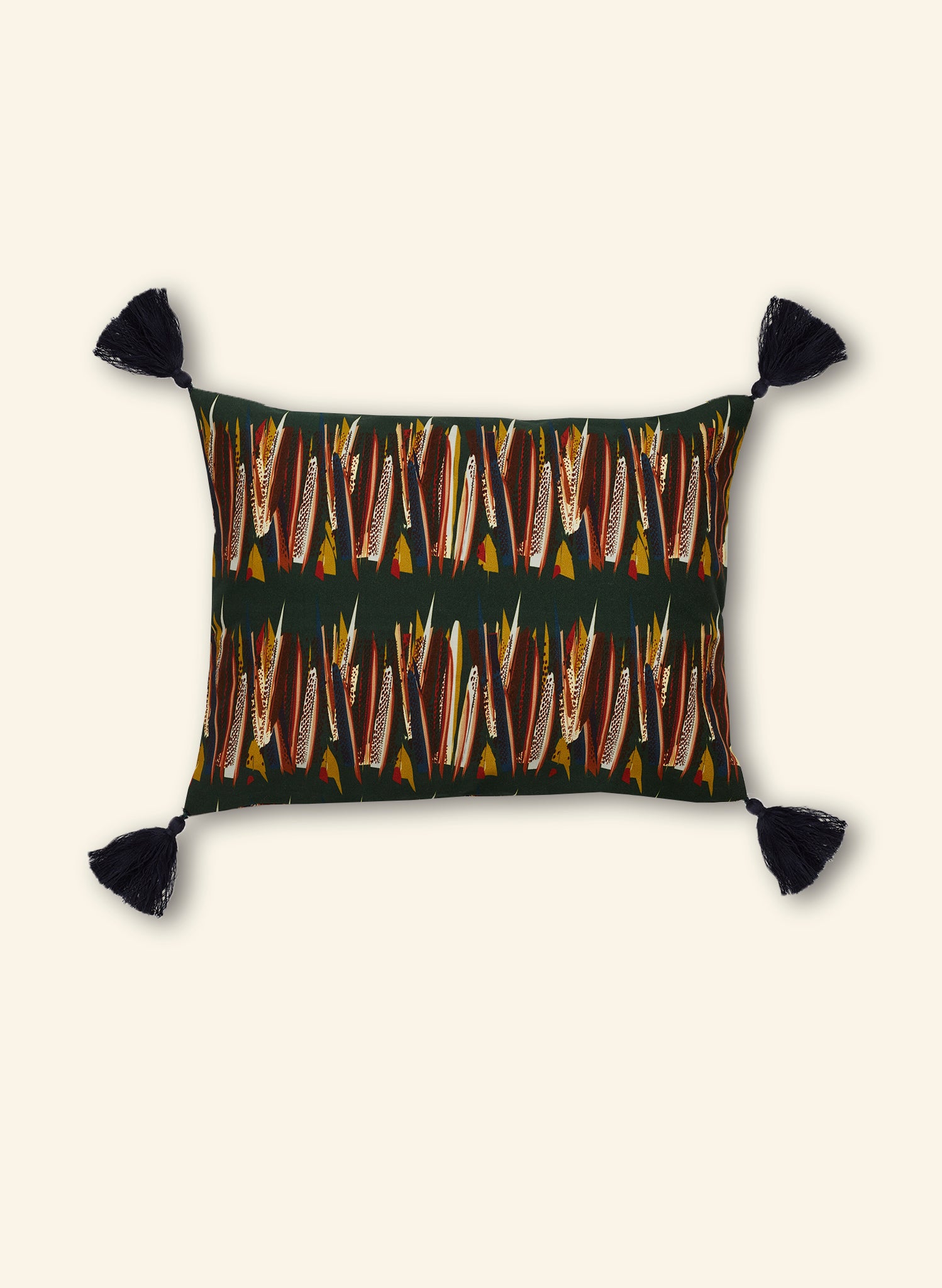 Small Cushion Cover - Green Mid-Century Feather
