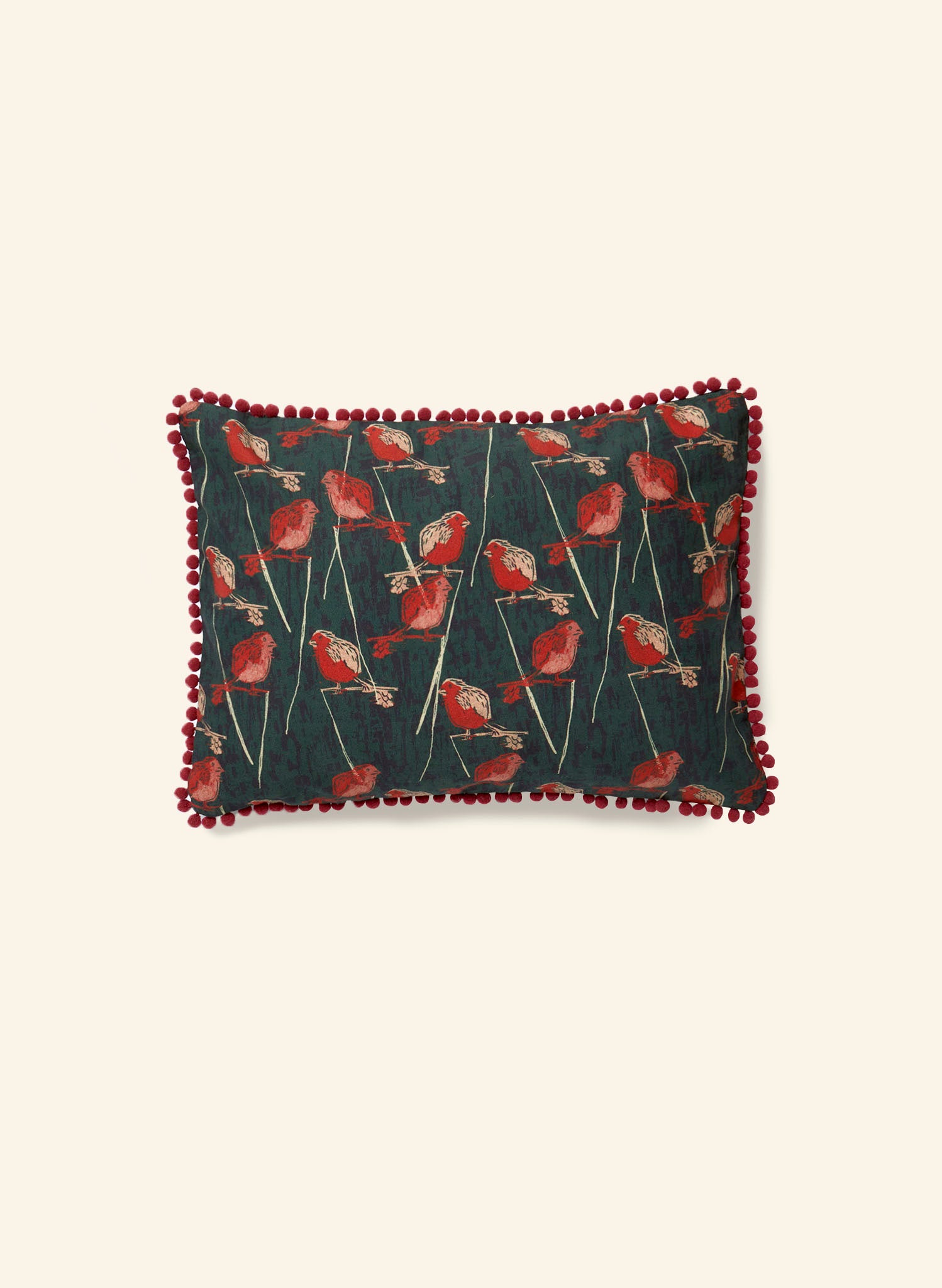 Small Cushion Cover - Forest Green Robin
