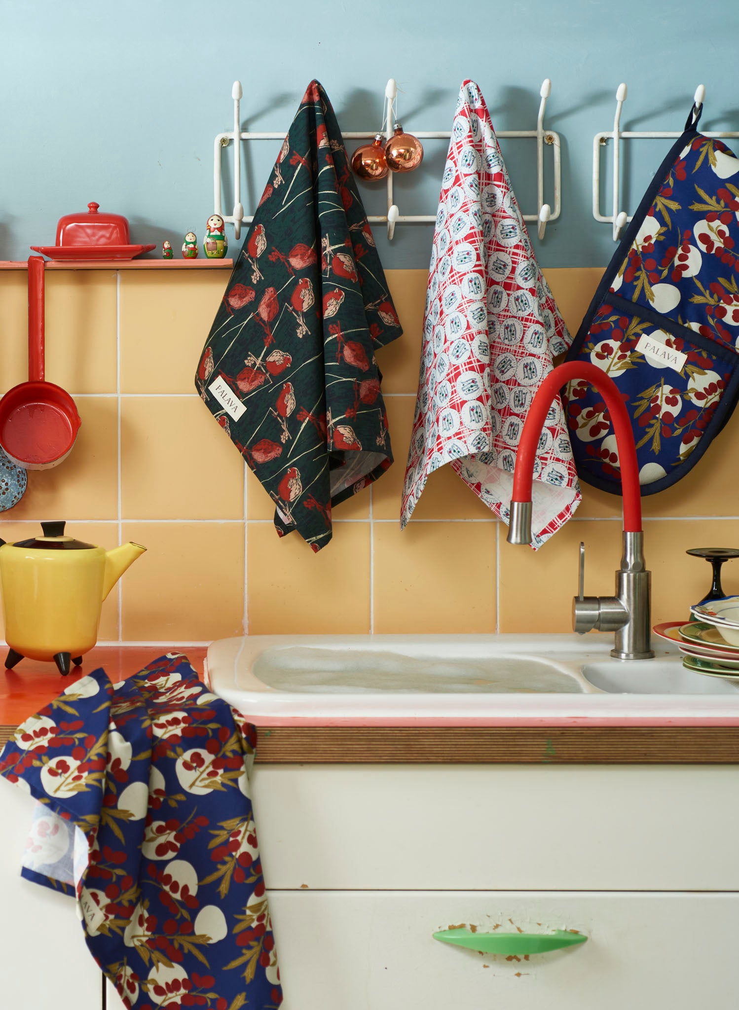 Tea Towel - Navy Damson
