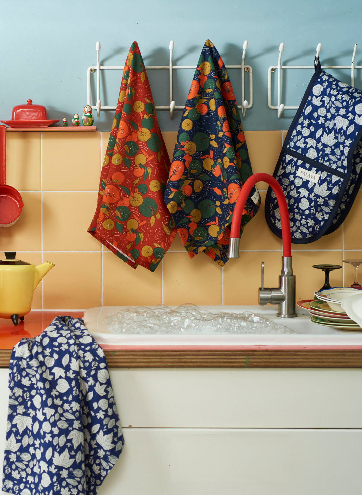Tea Towel - Navy Apple Orchard