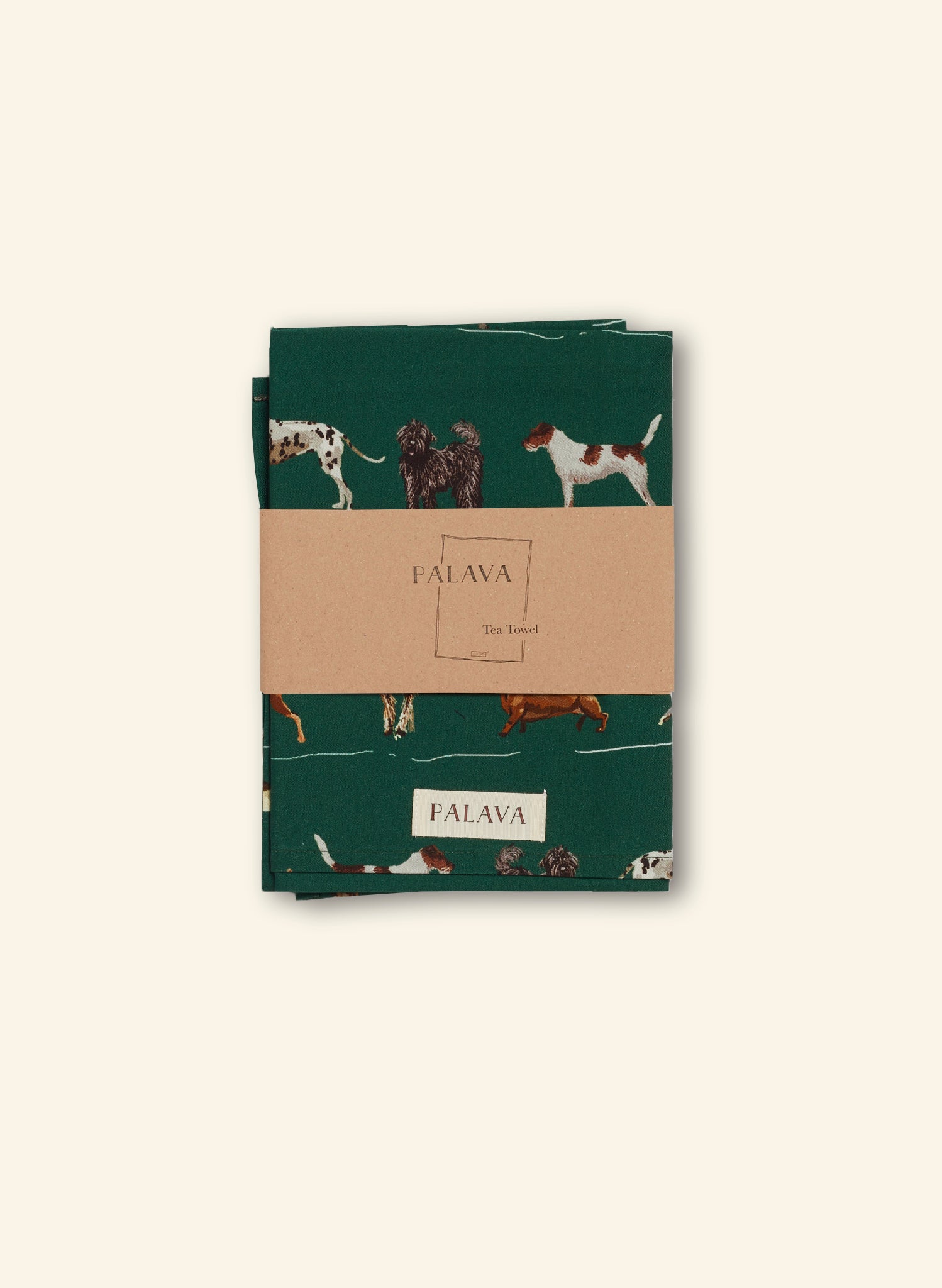 Tea Towel - Green Porcelain Dogs