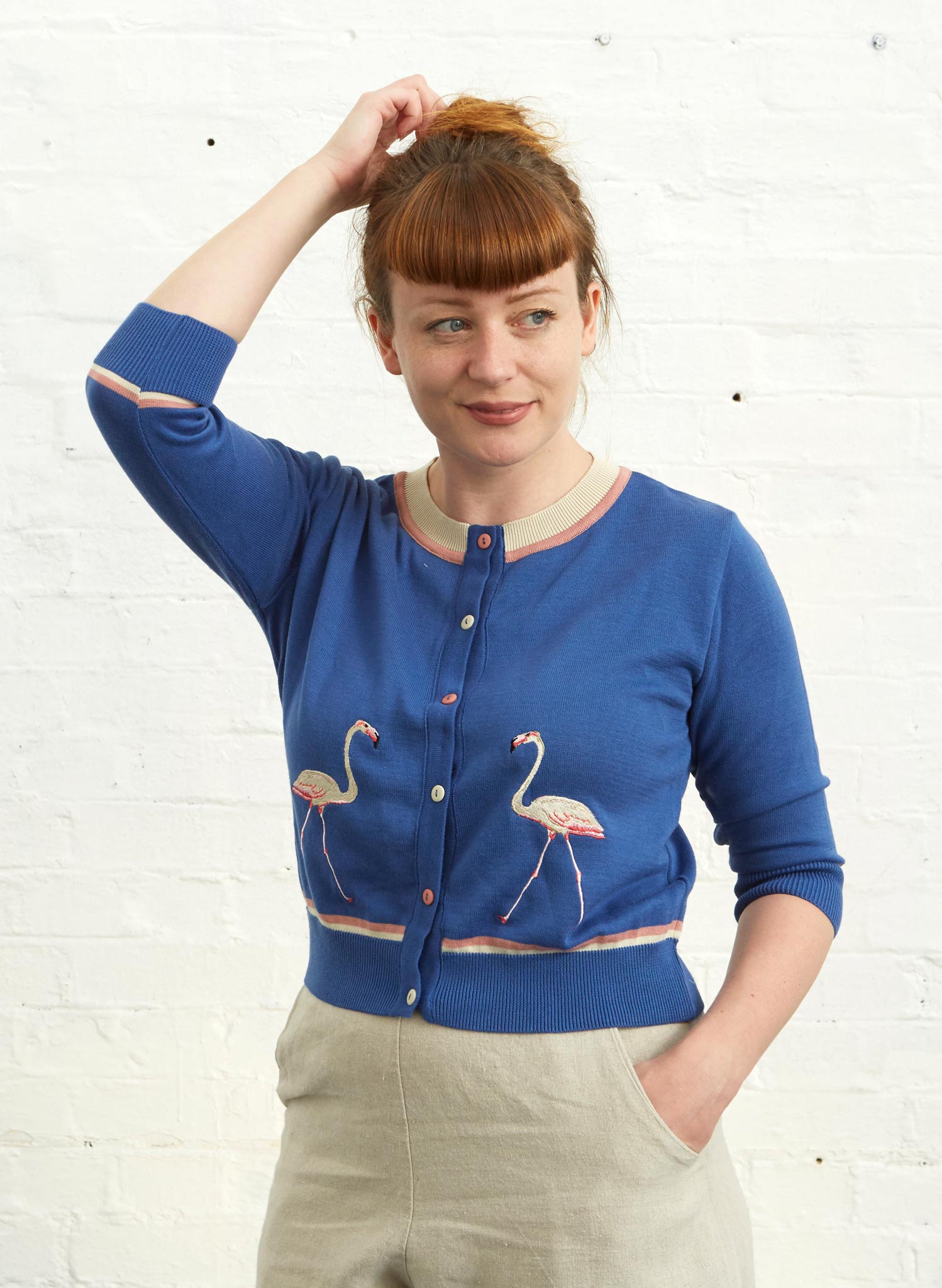 PRE LOVED - Vera Cardigan - Blue Flamingos