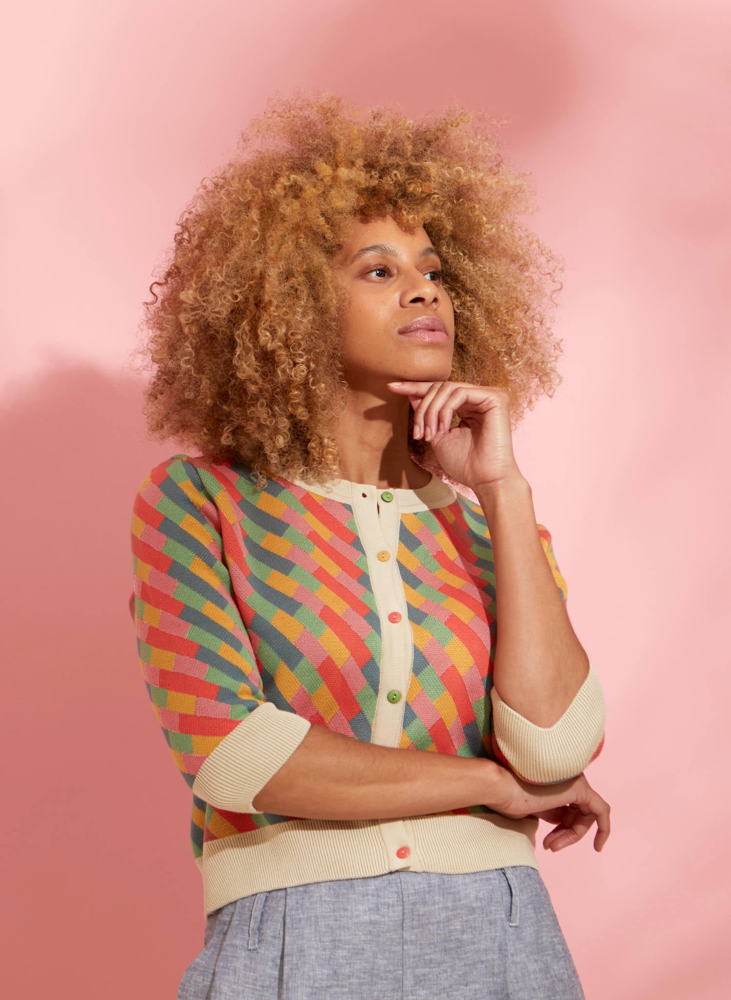 Archive Sale - Size S - Vera - Pastel Kaleidoscope Cardigan