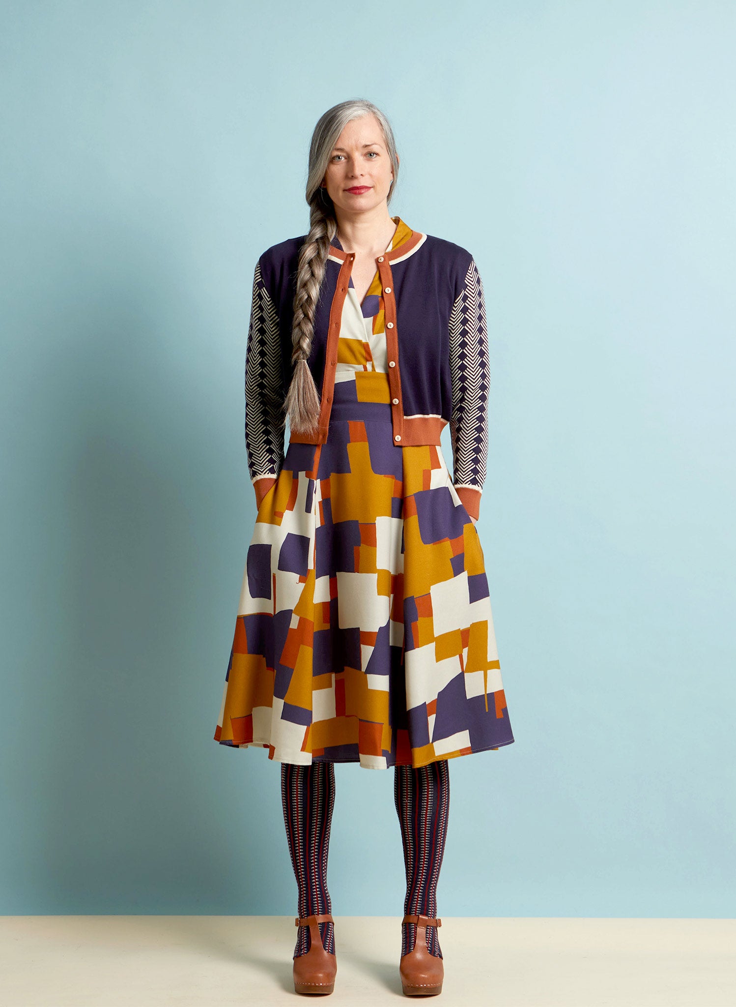 Vera - Large Navy Fox Cardigan