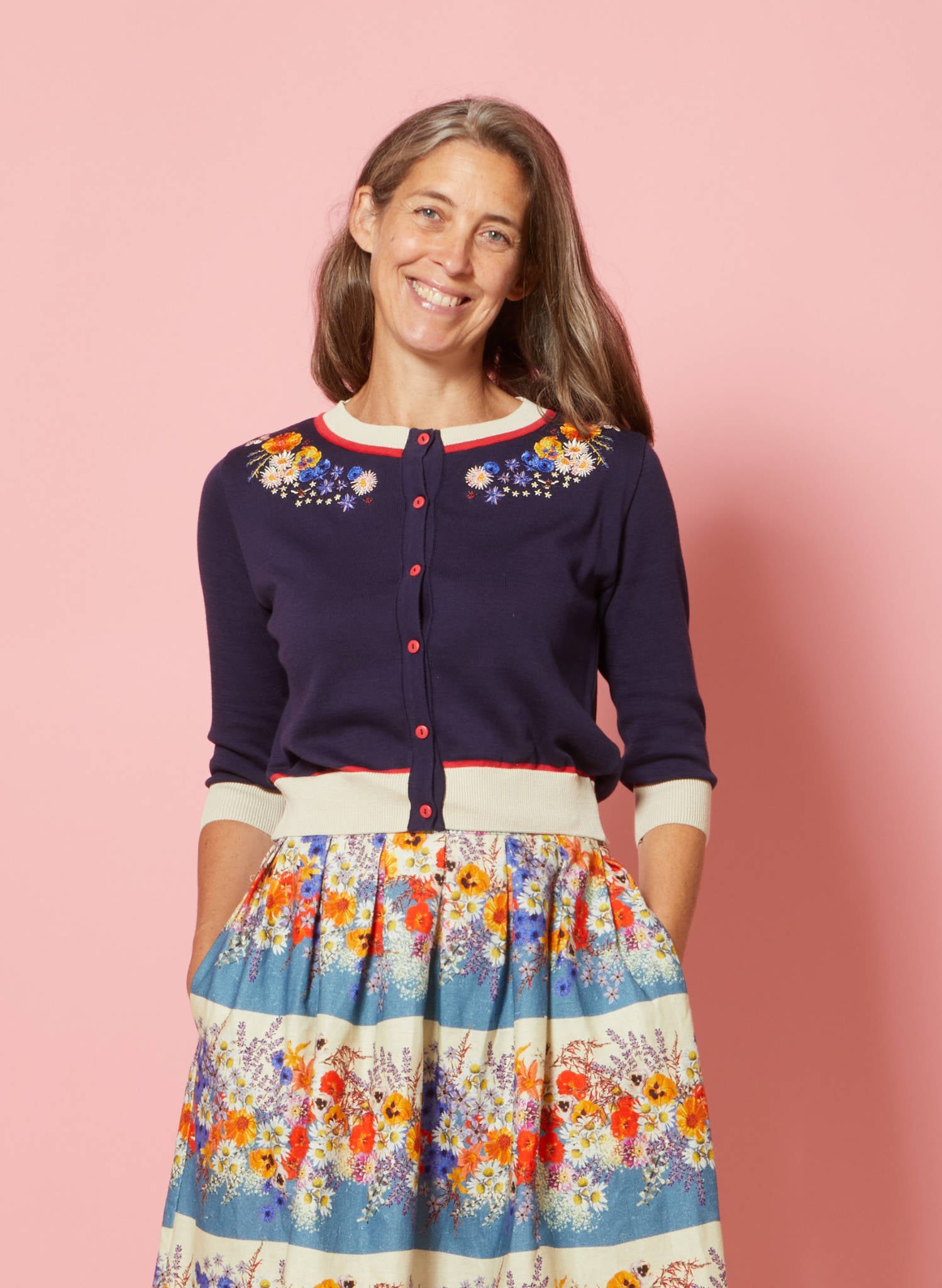 PRE LOVED - Vera - Navy Edible Flowers Cardigan