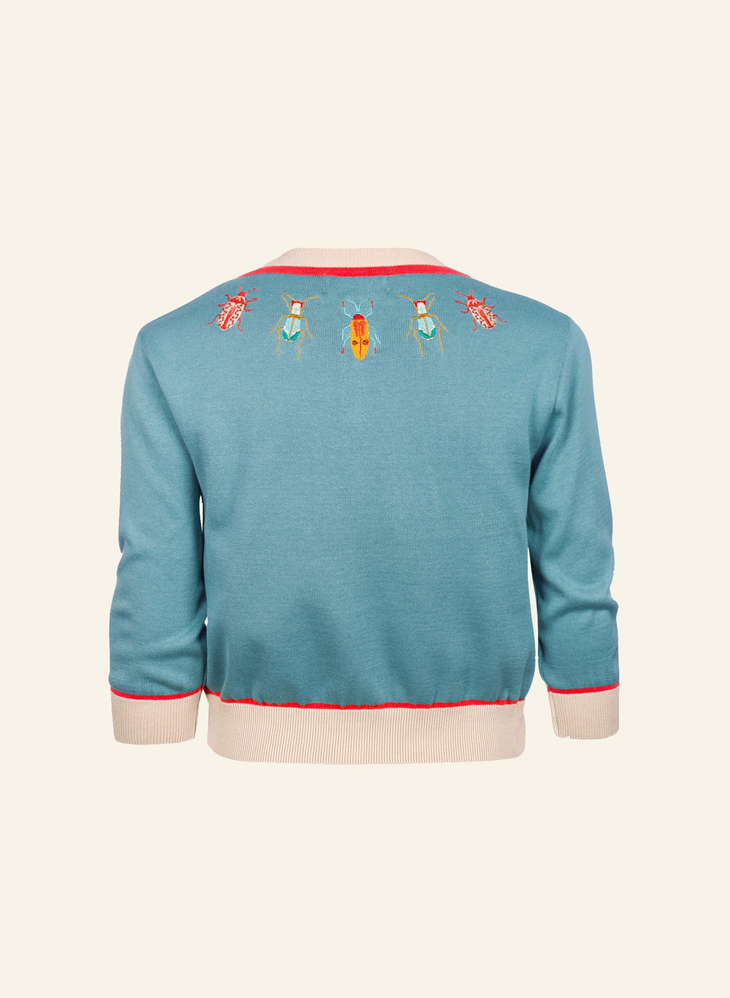 Vera Embroidered Cardigan - Teal Bugs